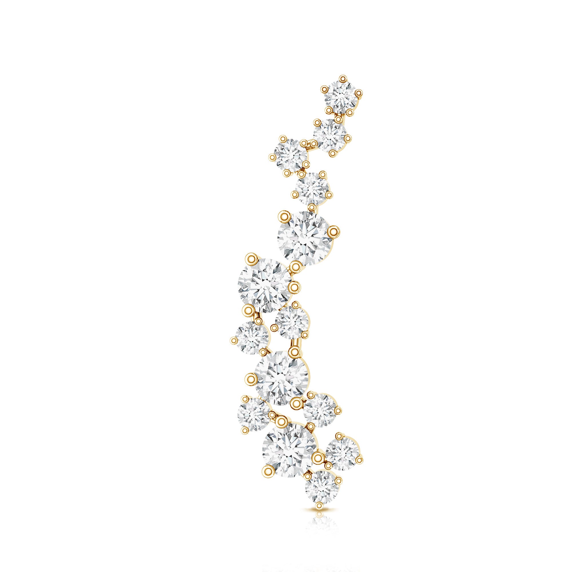 Certified Moissanite Cluster Crawler Earring For Her D-VS1 - Rosec Jewels