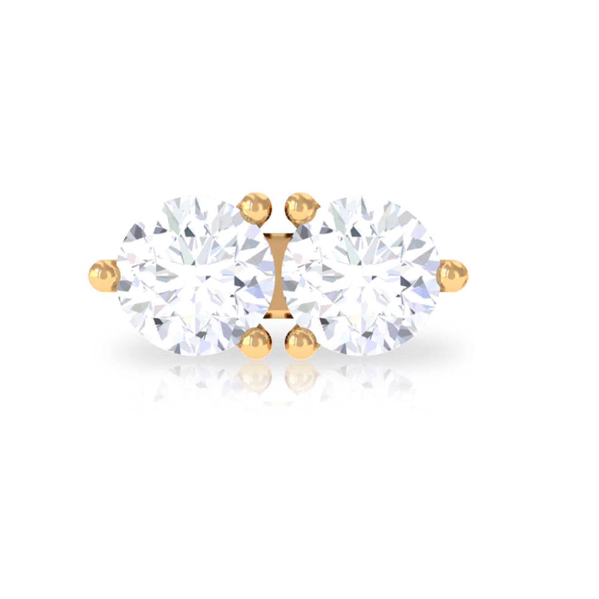 Minimalist Moissanite 2 Stone Earring for Tragus Piercing