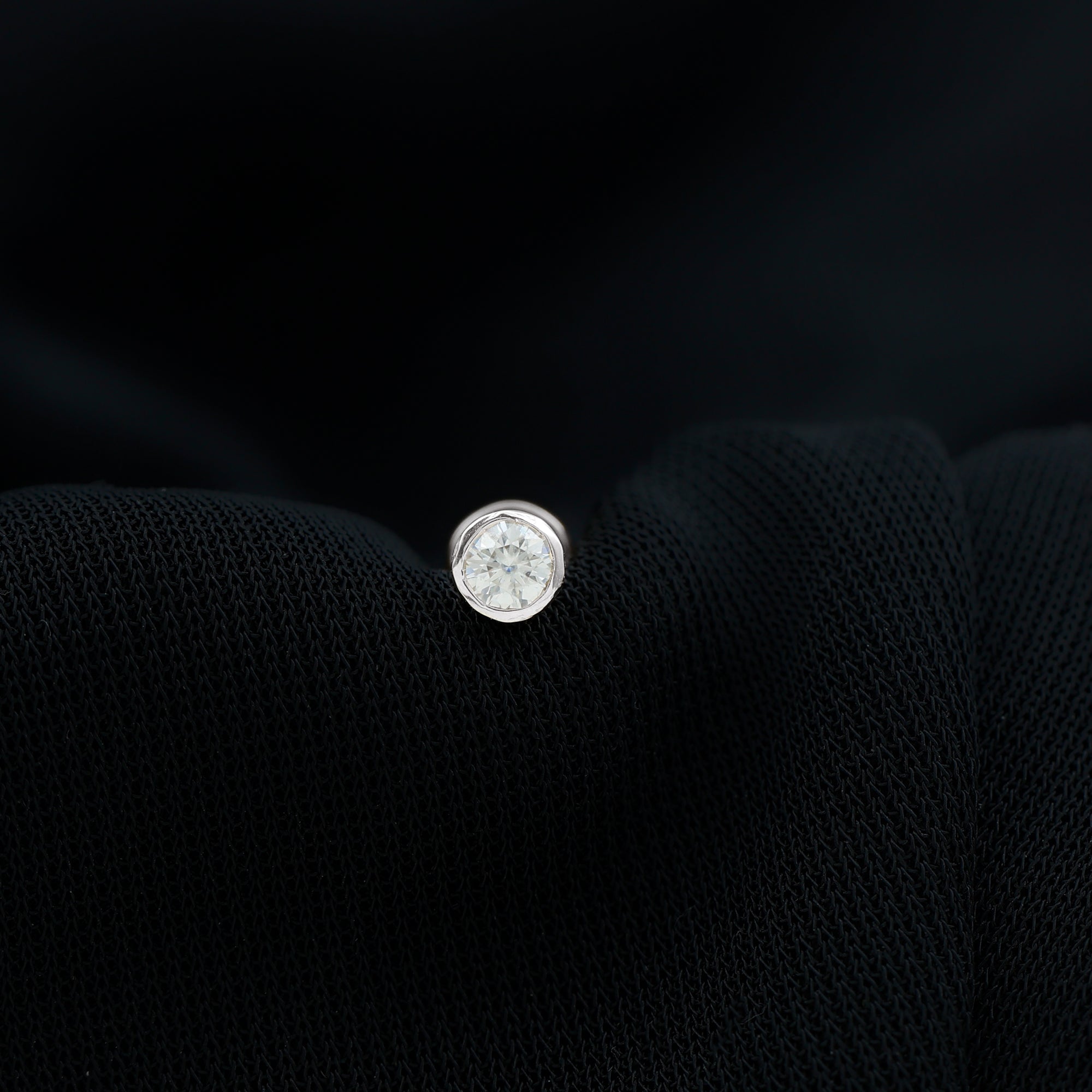 Dainty Moissanite Conch Cartilage Earring in Bezel Setting D-VS1 - Rosec Jewels