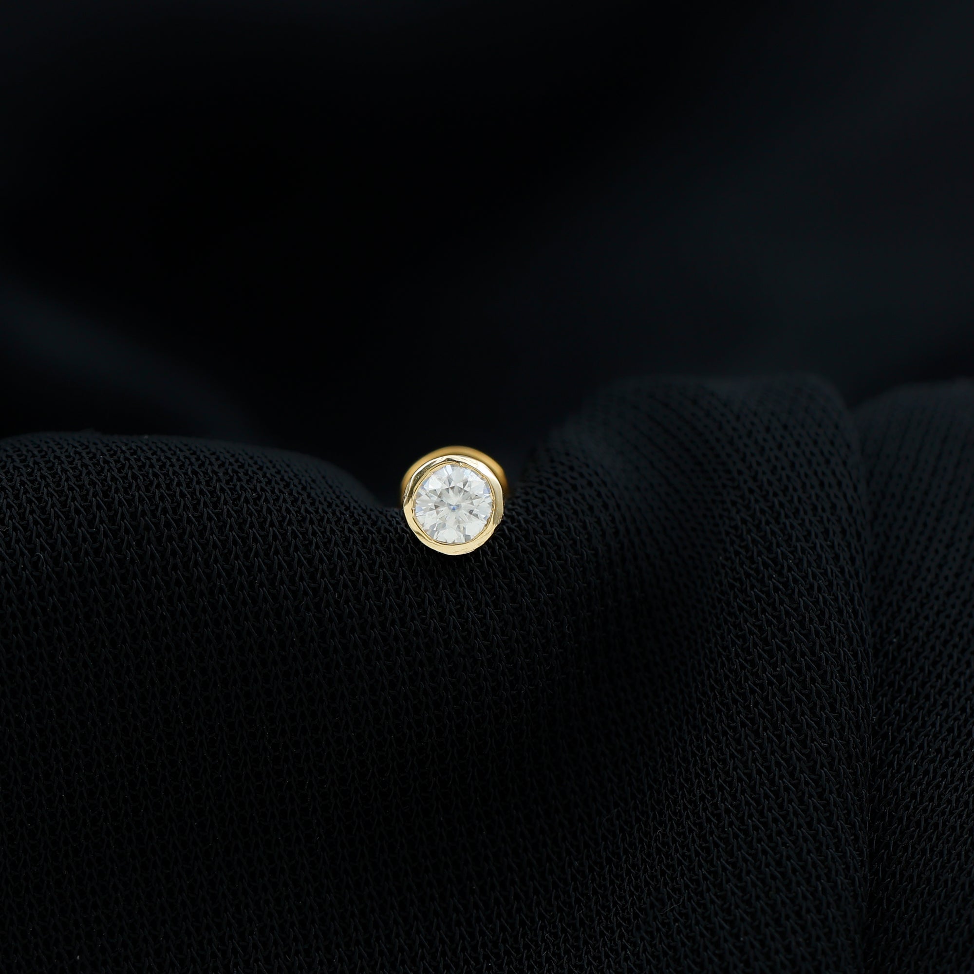 Dainty Moissanite Conch Cartilage Earring in Bezel Setting D-VS1 - Rosec Jewels