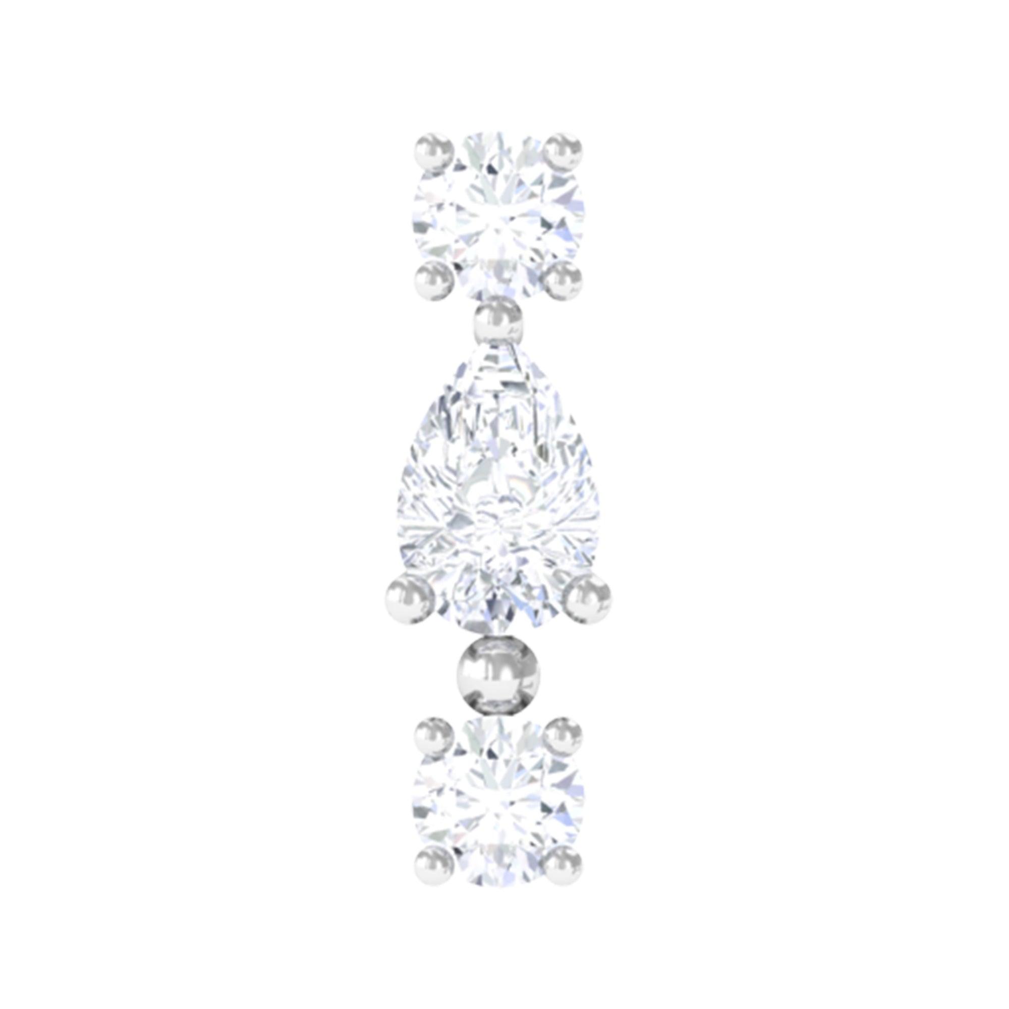 Certified Moissanite 3 Stone Tragus Earring D-VS1 - Rosec Jewels