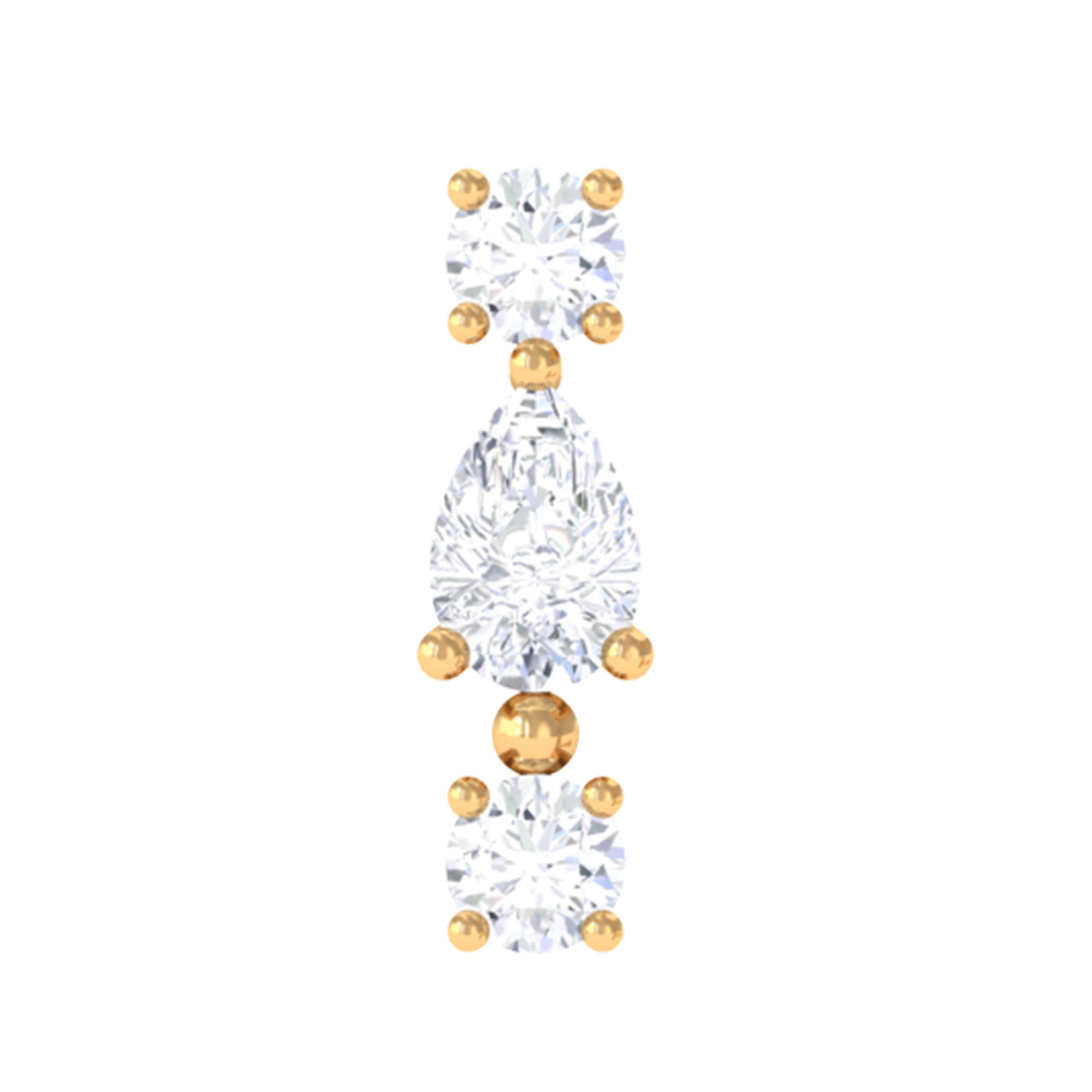 Certified Moissanite 3 Stone Tragus Earring