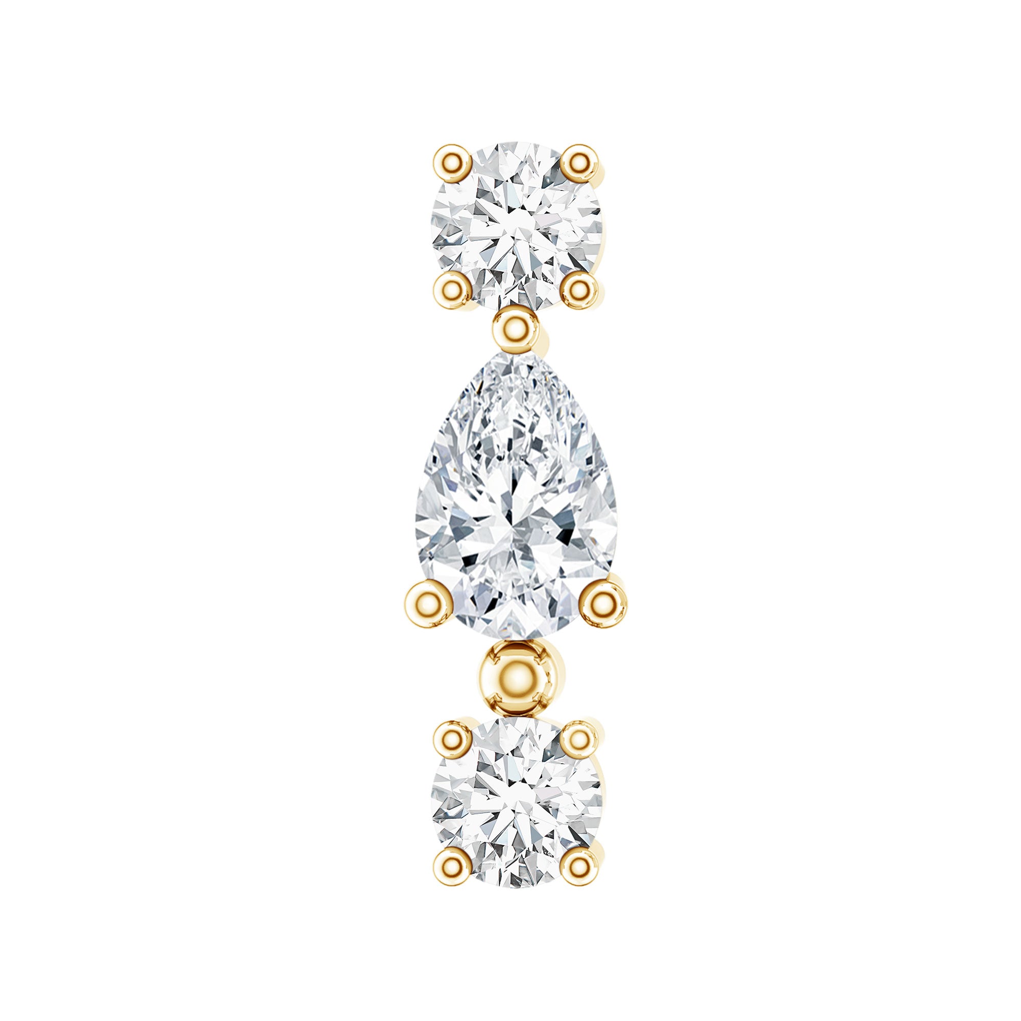 Certified Moissanite 3 Stone Tragus Earring D-VS1 - Rosec Jewels
