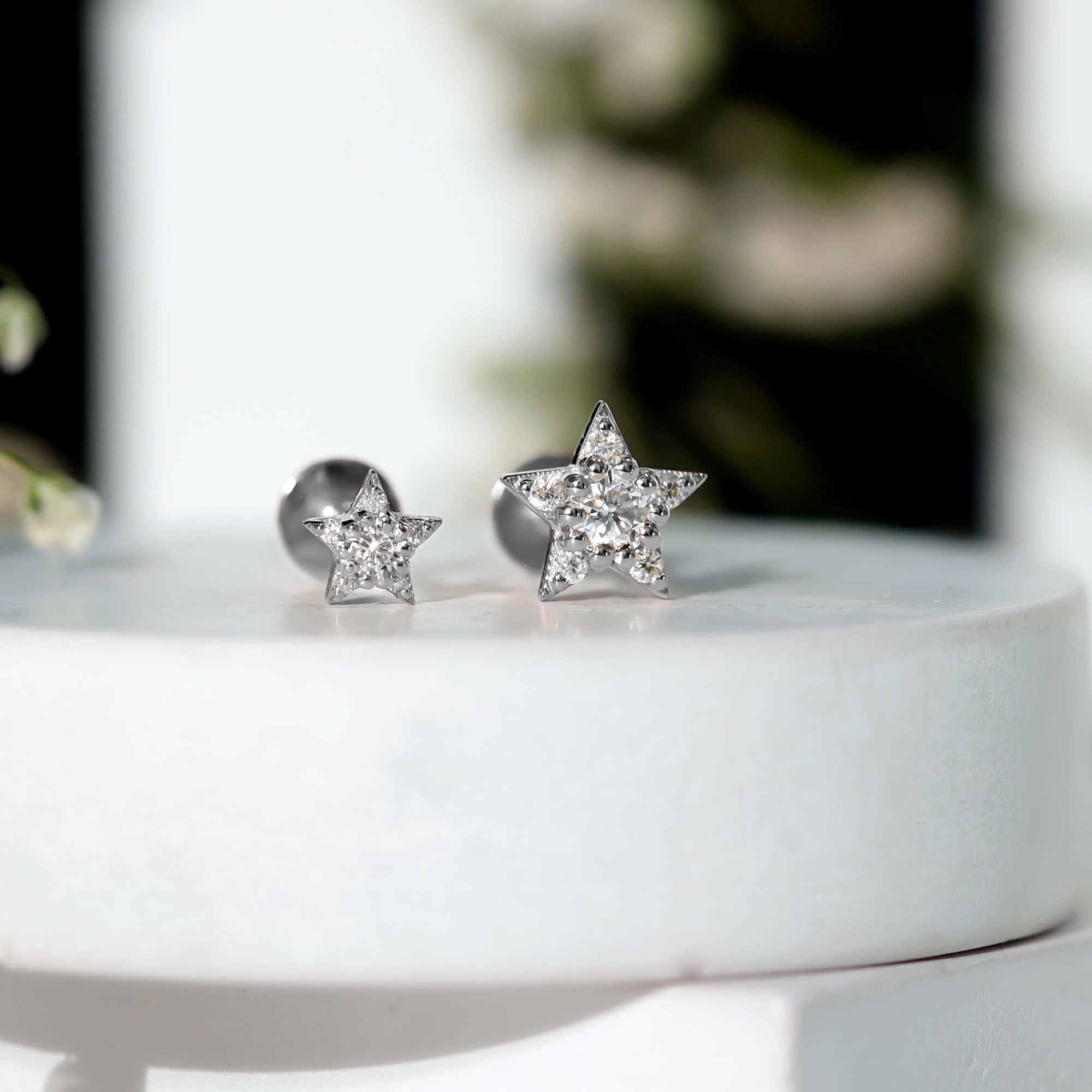 Moissanite Star Earring for Helix Piercing D-VS1 - Rosec Jewels