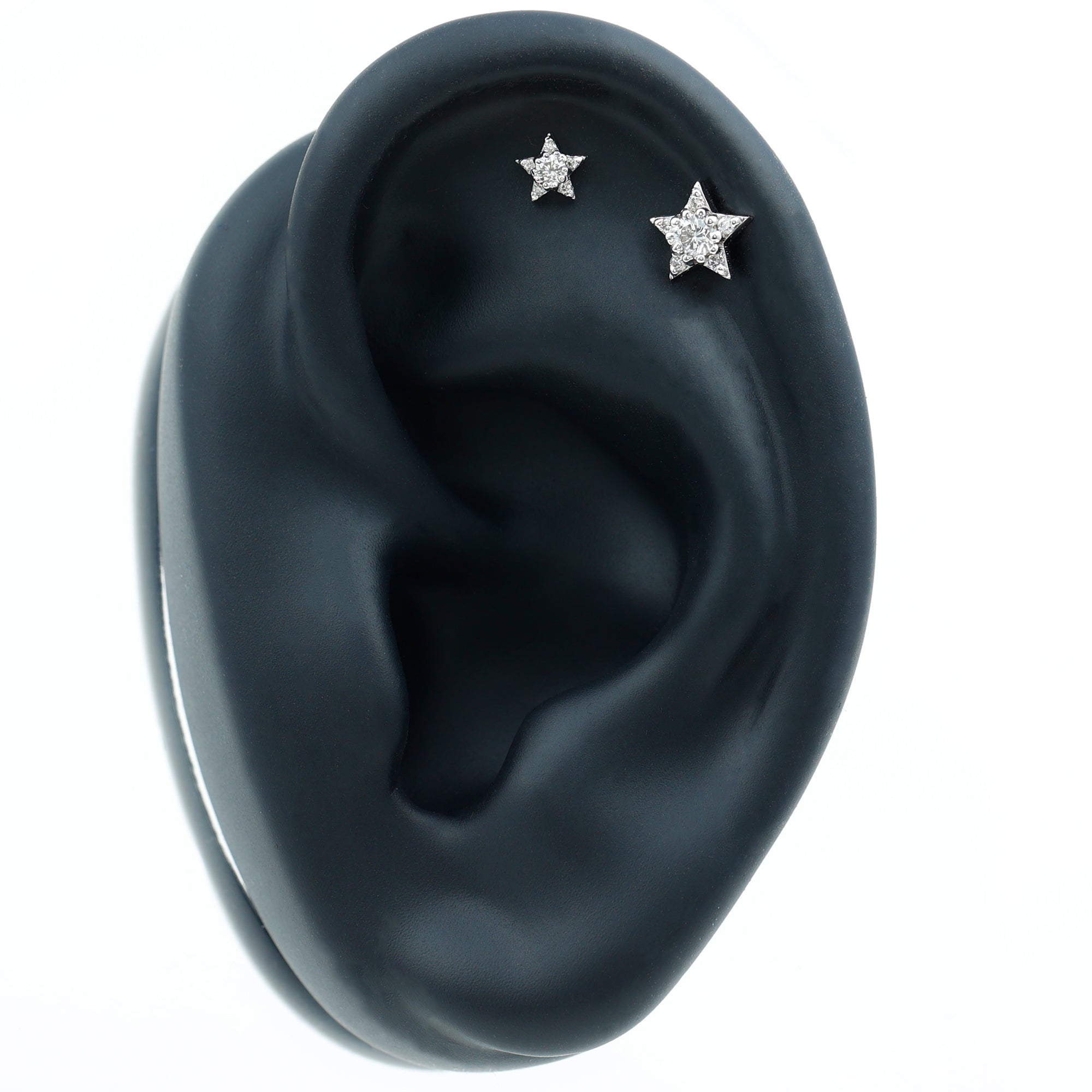 Moissanite Star Earring for Helix Piercing D-VS1 - Rosec Jewels