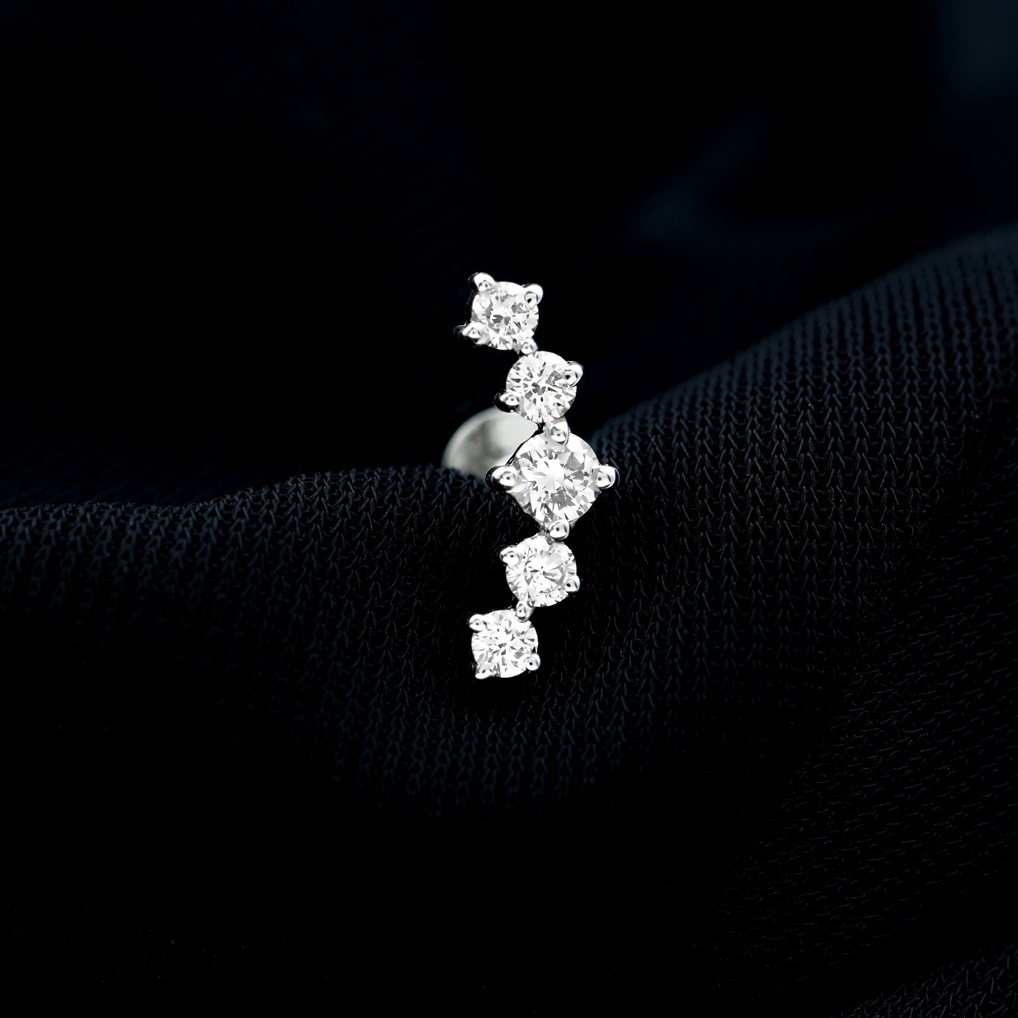 Certified Moissanite Curved Crawler Earring with Flat Back D-VS1 - Rosec Jewels
