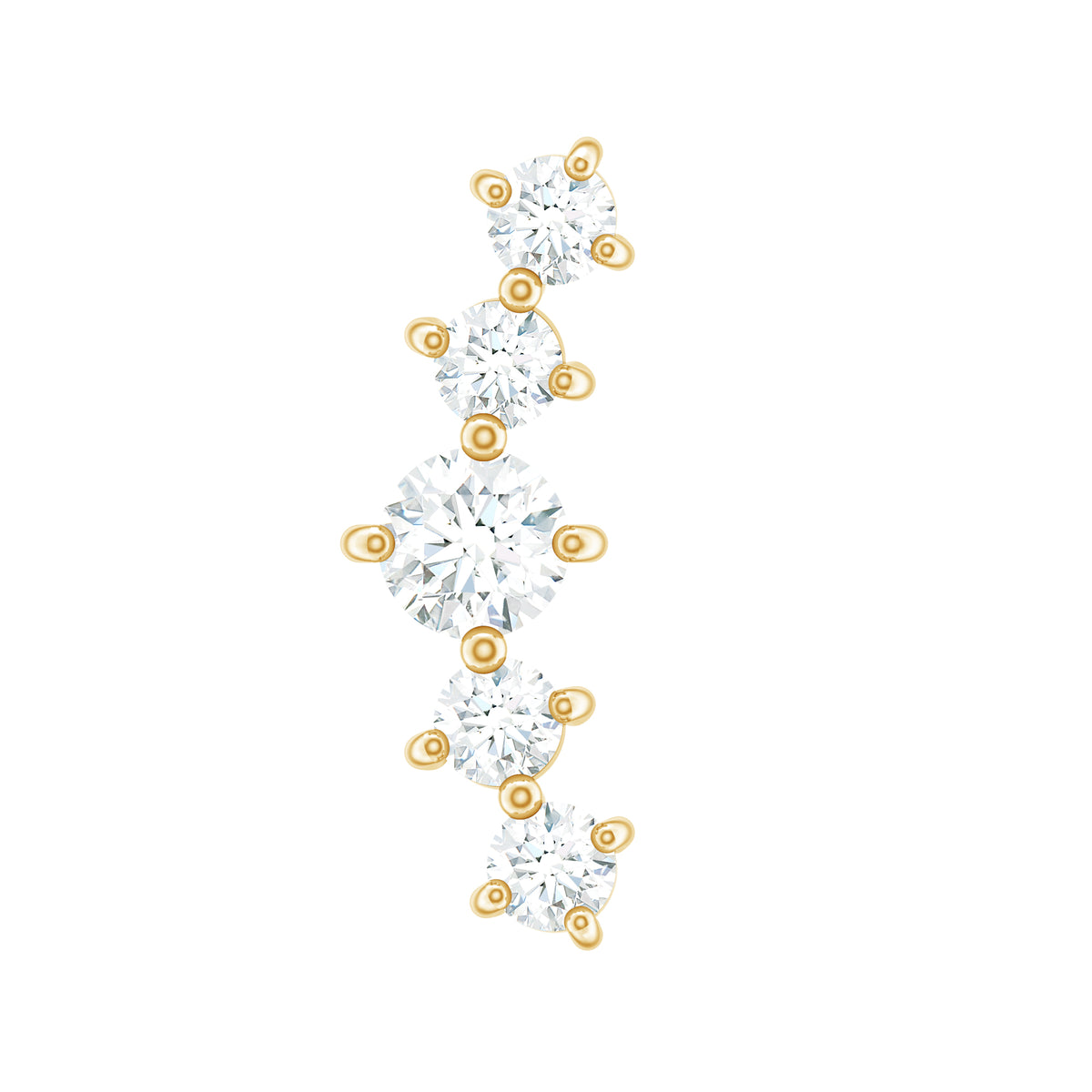 Certified Moissanite Curved Crawler Earring with Flat Back D-VS1 - Rosec Jewels