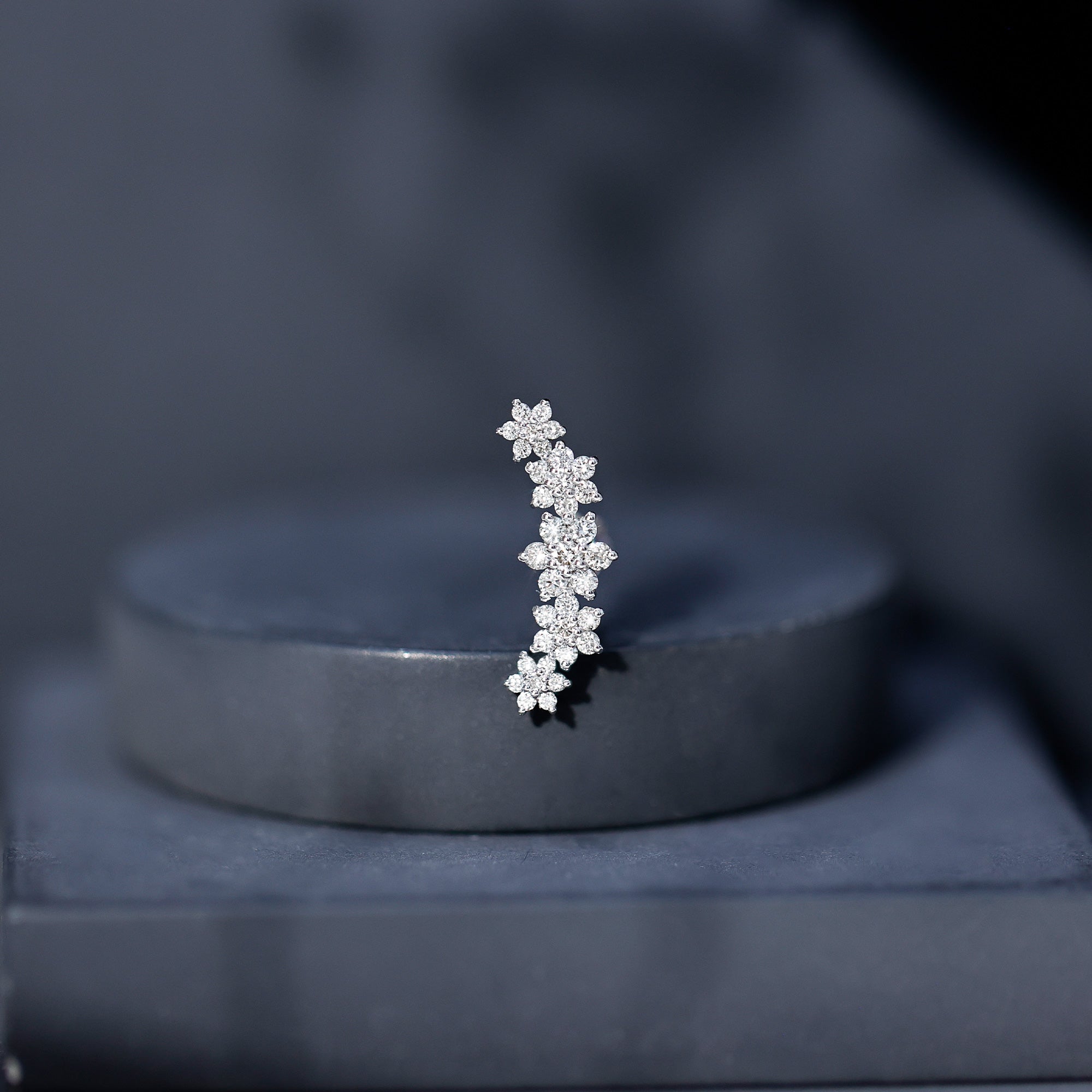 Exquisite Moissanite Flower Inspired Crawler Earring D-VS1 - Rosec Jewels