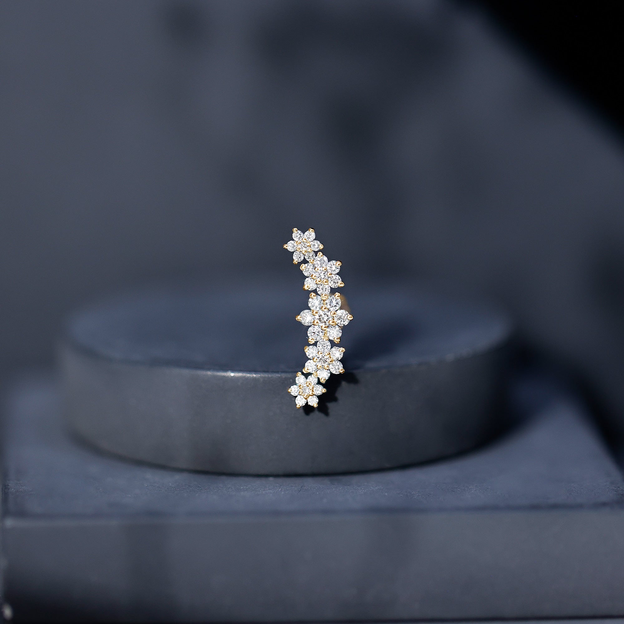 Exquisite Moissanite Flower Inspired Crawler Earring D-VS1 - Rosec Jewels