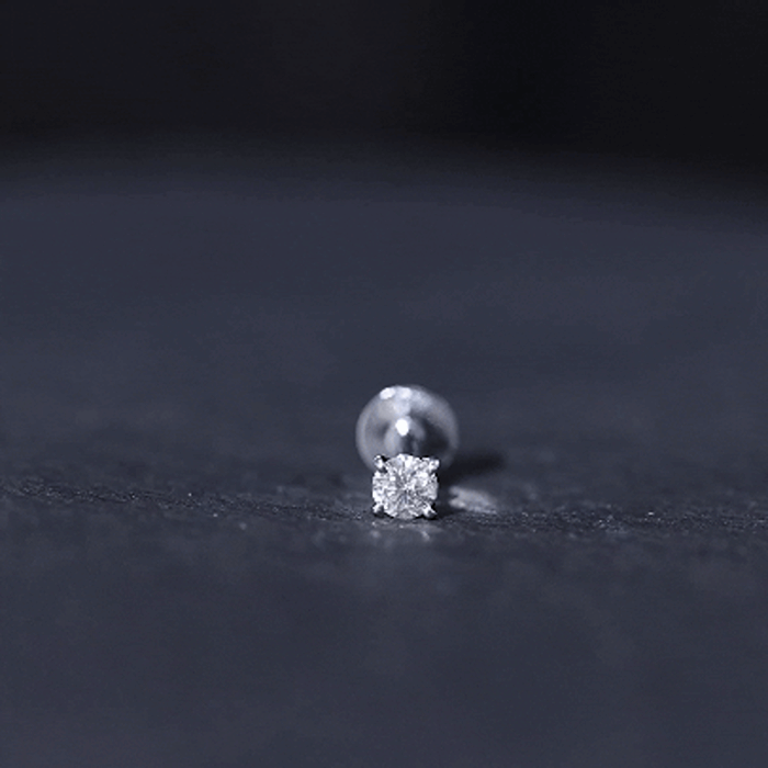 Minimalist Peg Head Set Diamond Nose Pin Stud Natural - ( HI-SI ) - Rosec Jewels