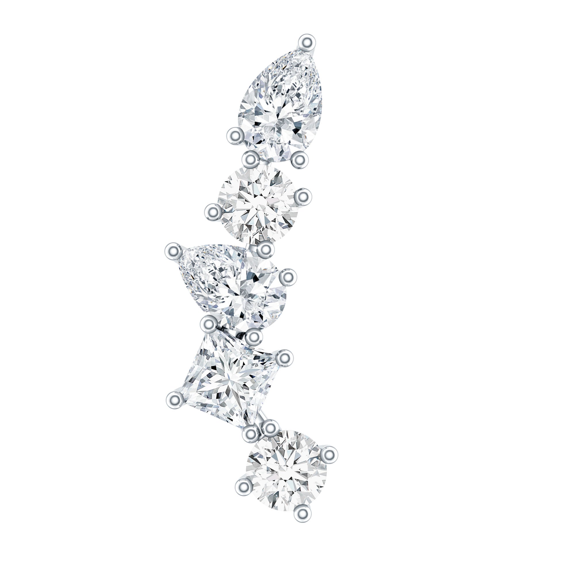 Unique Diamond Crawler Earring for Helix Piercing Natural - ( HI-SI ) - Rosec Jewels