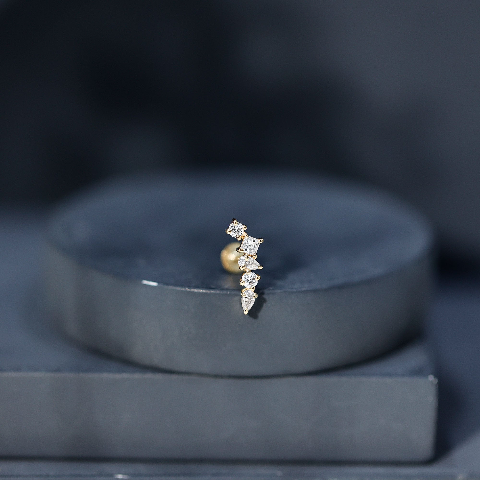 Unique Diamond Crawler Earring for Helix Piercing Natural - ( HI-SI ) - Rosec Jewels