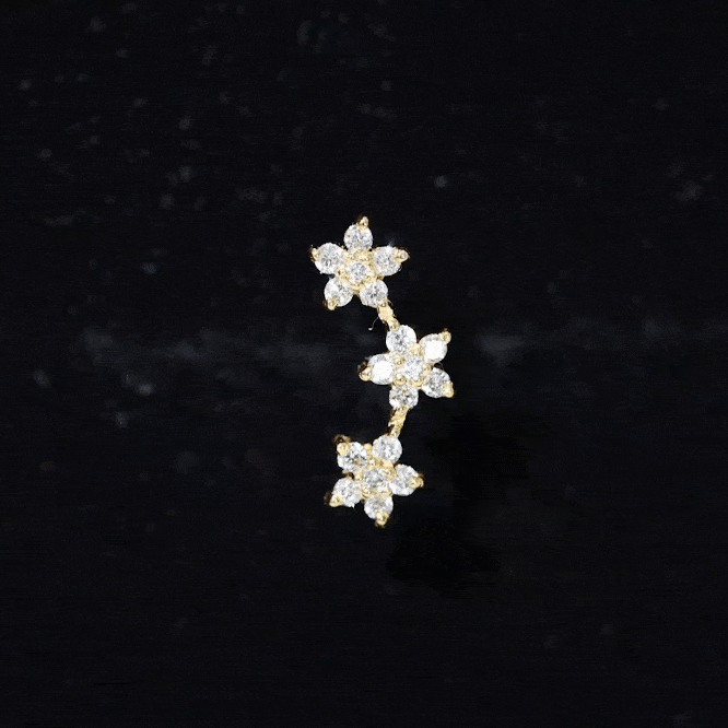 Helix Flower Crawler Earring with Diamond Natural - ( HI-SI ) - Rosec Jewels