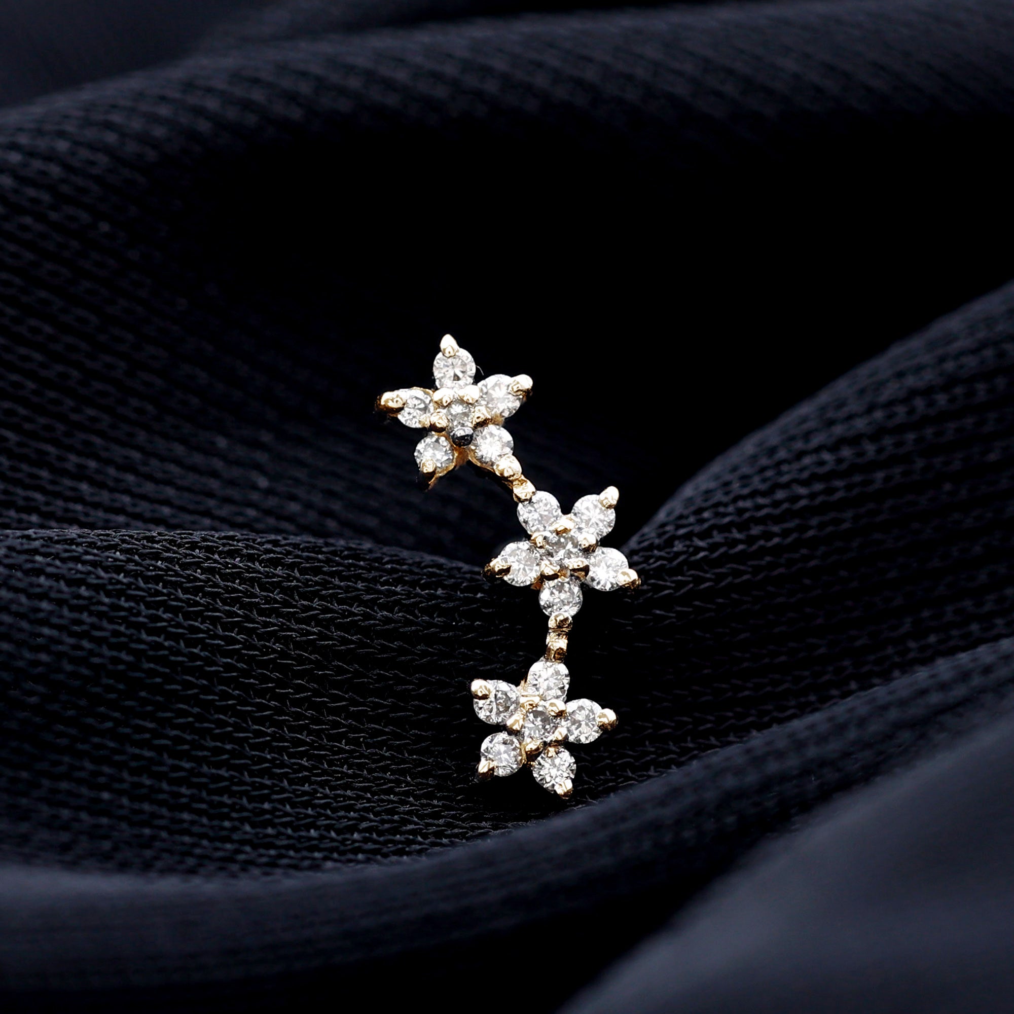 Helix Flower Crawler Earring with Diamond Natural - ( HI-SI ) - Rosec Jewels