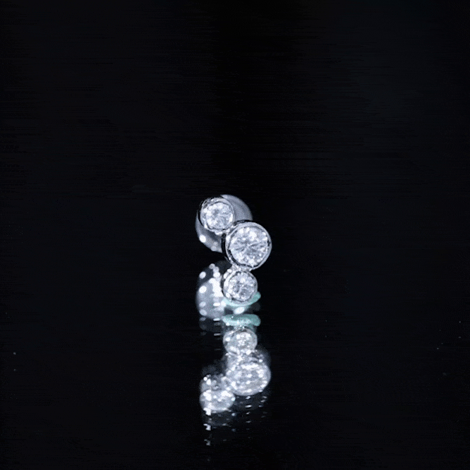 Bezel Set Diamond Three Stone Earring for Helix Piercing Natural - ( HI-SI ) - Rosec Jewels