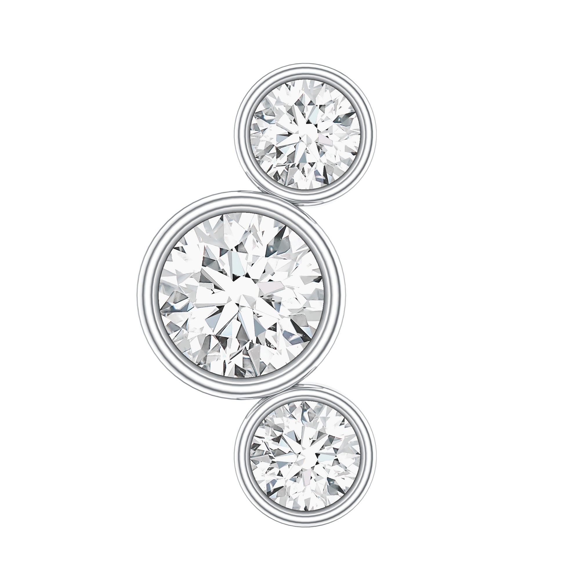 Bezel Set Diamond Three Stone Earring for Helix Piercing Natural - ( HI-SI ) - Rosec Jewels