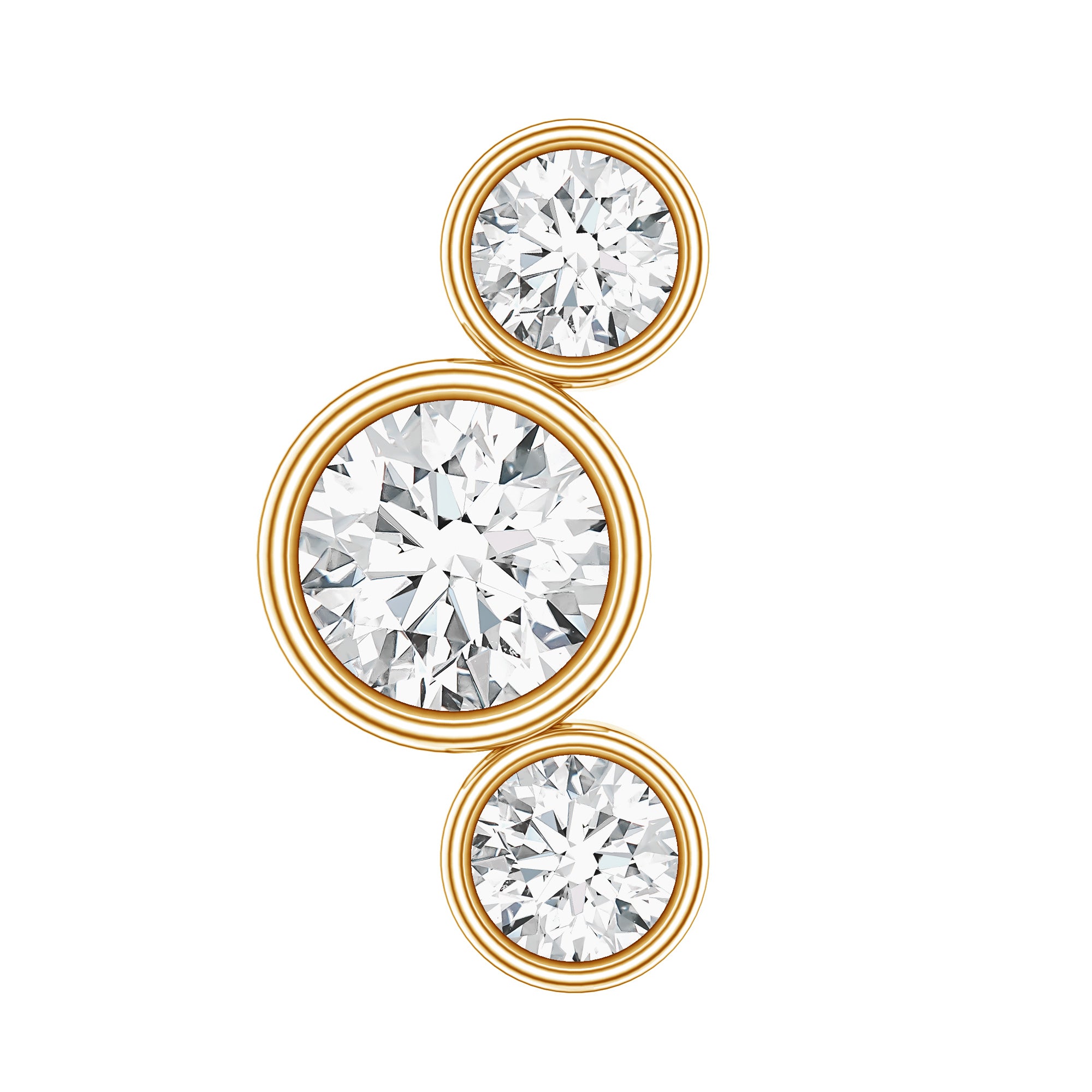 Bezel Set Diamond Three Stone Earring for Helix Piercing Natural - ( HI-SI ) - Rosec Jewels