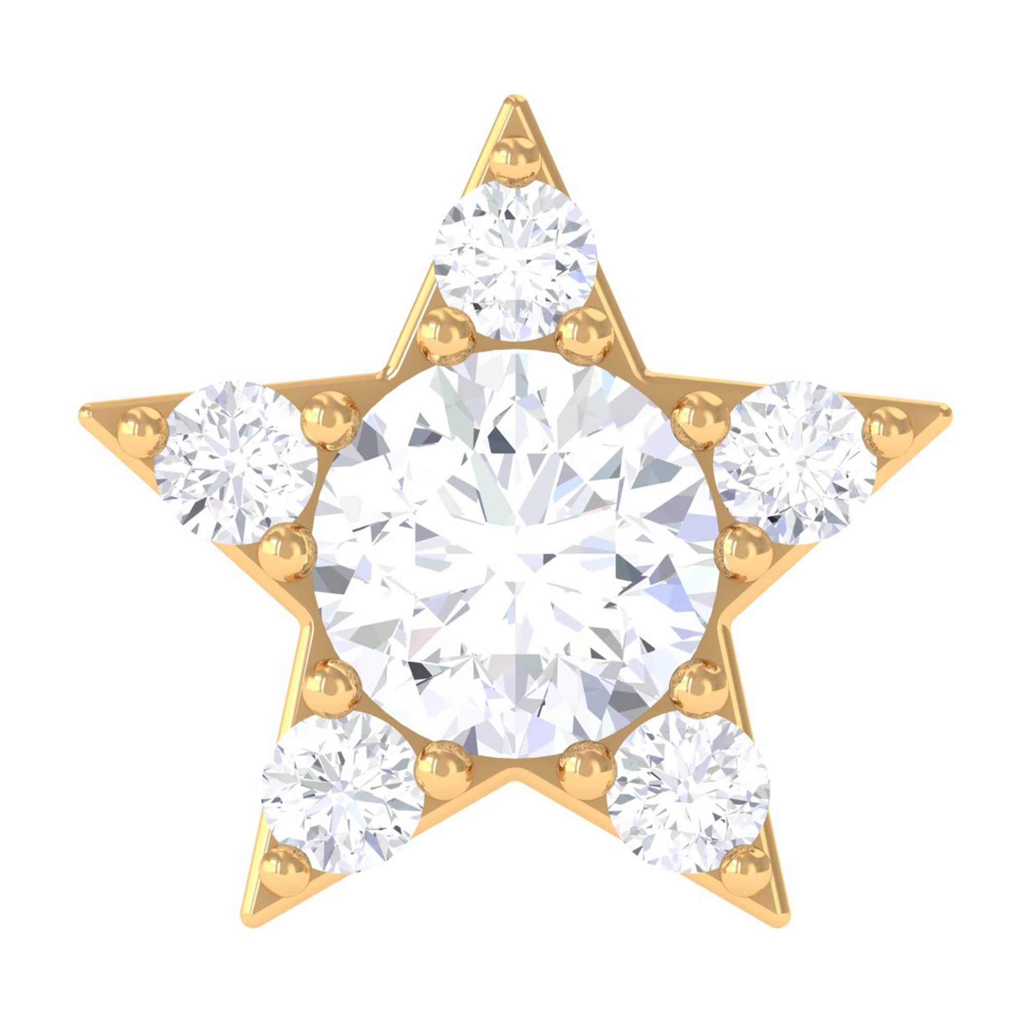 Minimal Diamond Star Celestial Earring for Helix Piercing Natural - ( HI-SI ) - Rosec Jewels