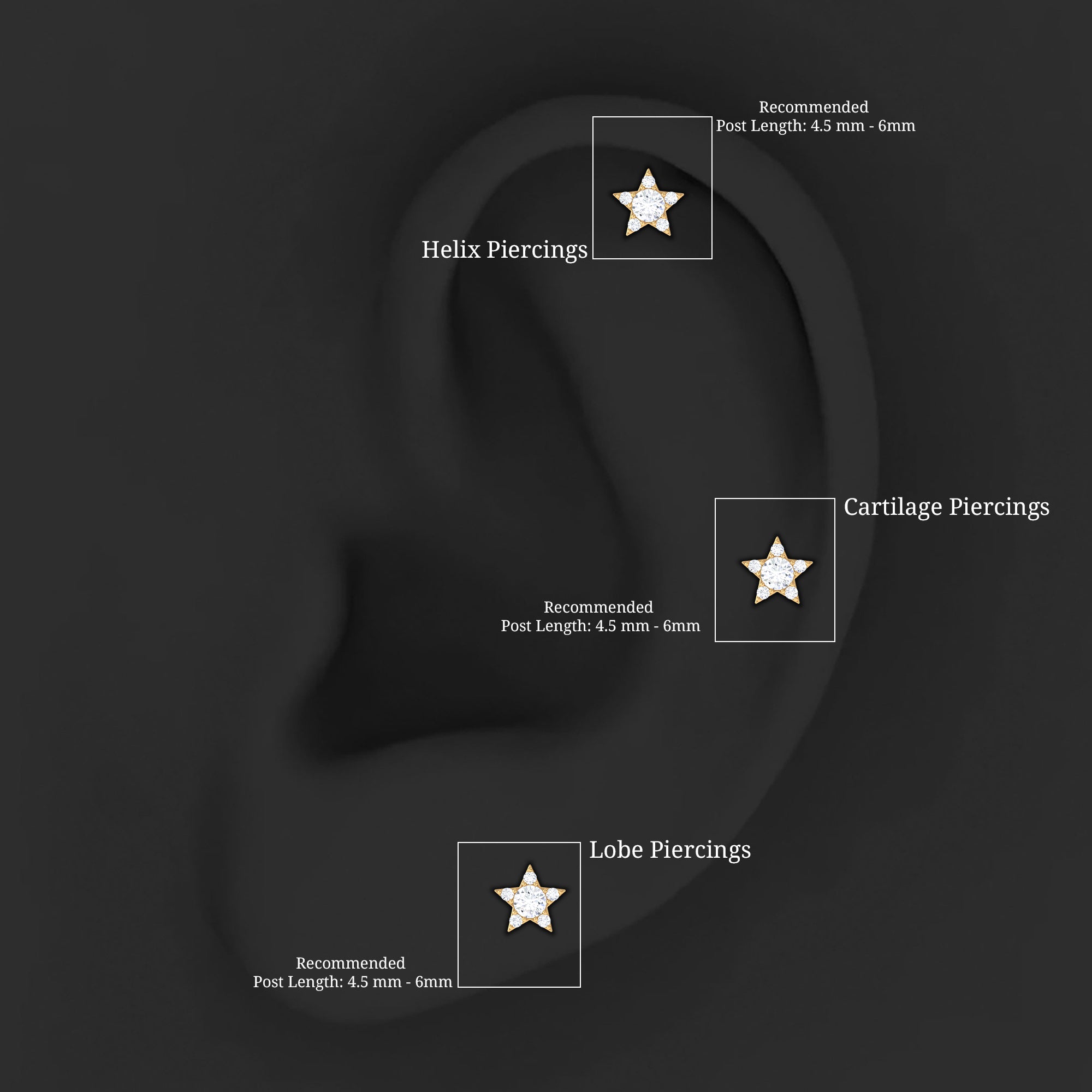 Minimal Diamond Star Celestial Earring for Helix Piercing Natural - ( HI-SI ) - Rosec Jewels