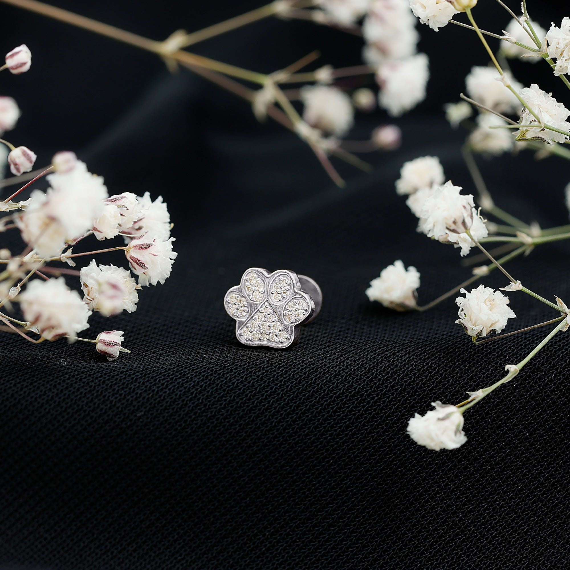 Certified Diamond Paw Cartilage Earring Natural - ( HI-SI ) - Rosec Jewels