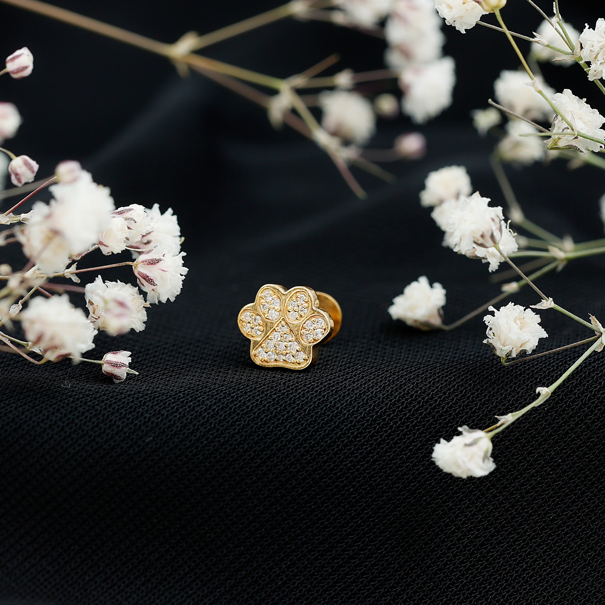 Certified Diamond Paw Cartilage Earring Natural - ( HI-SI ) - Rosec Jewels