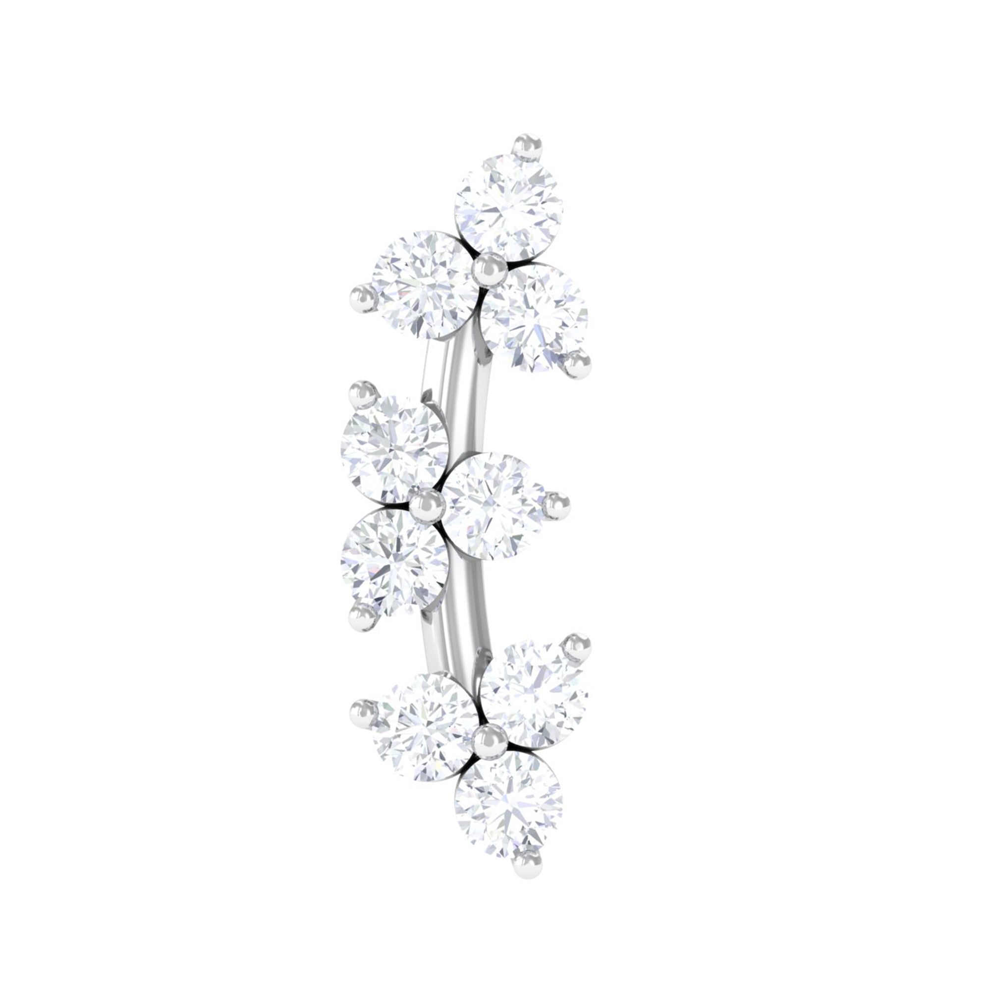 Simple Diamond Curved Helix Earring with Flat Back Natural - ( HI-SI ) - Rosec Jewels