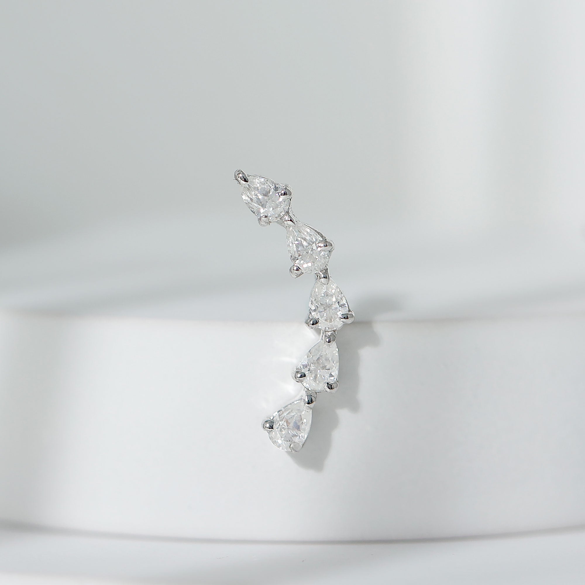 Pear Shape Diamond Crawler Earring for Cartilage Piercing Natural - ( HI-SI ) - Rosec Jewels