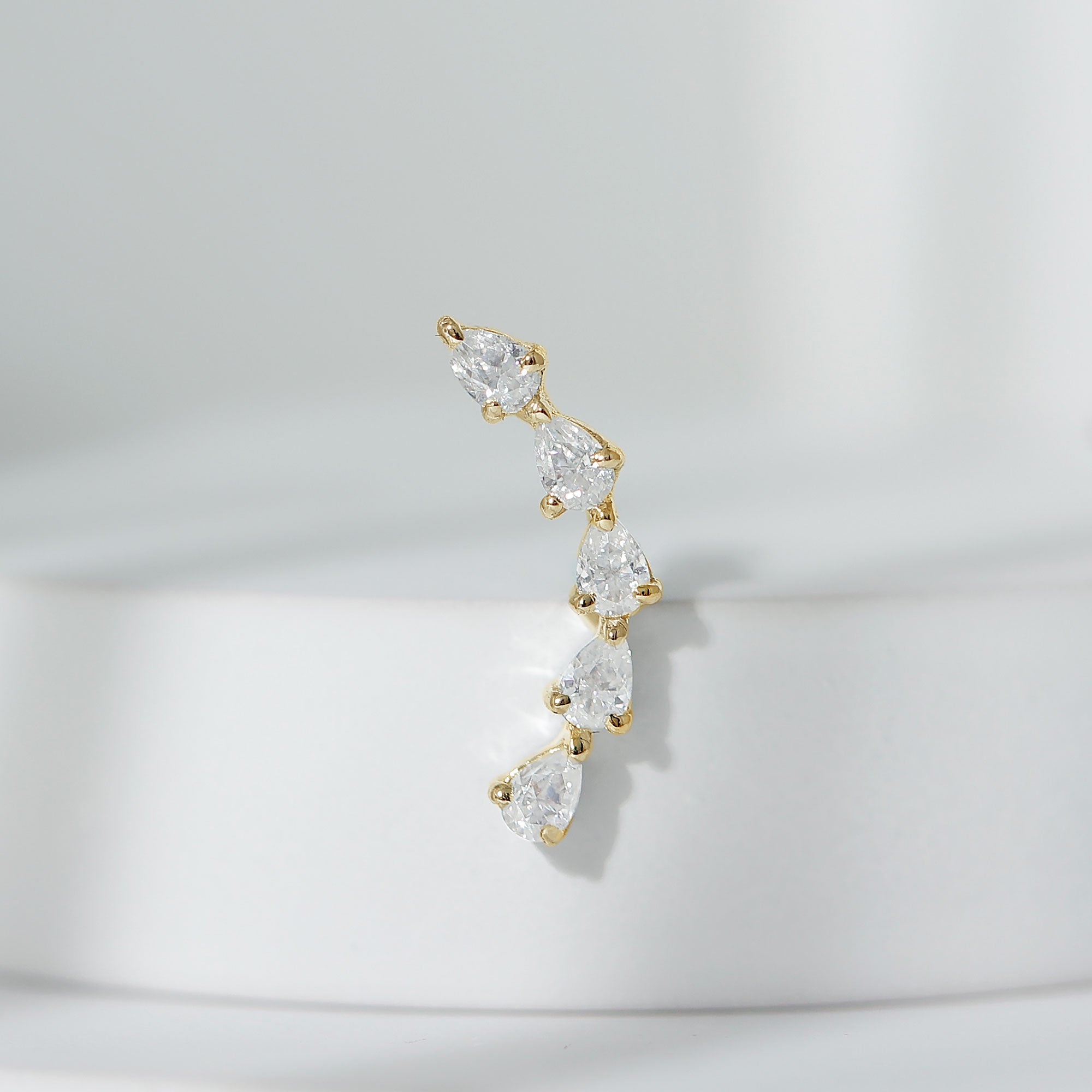 Pear Shape Diamond Crawler Earring for Cartilage Piercing Natural - ( HI-SI ) - Rosec Jewels