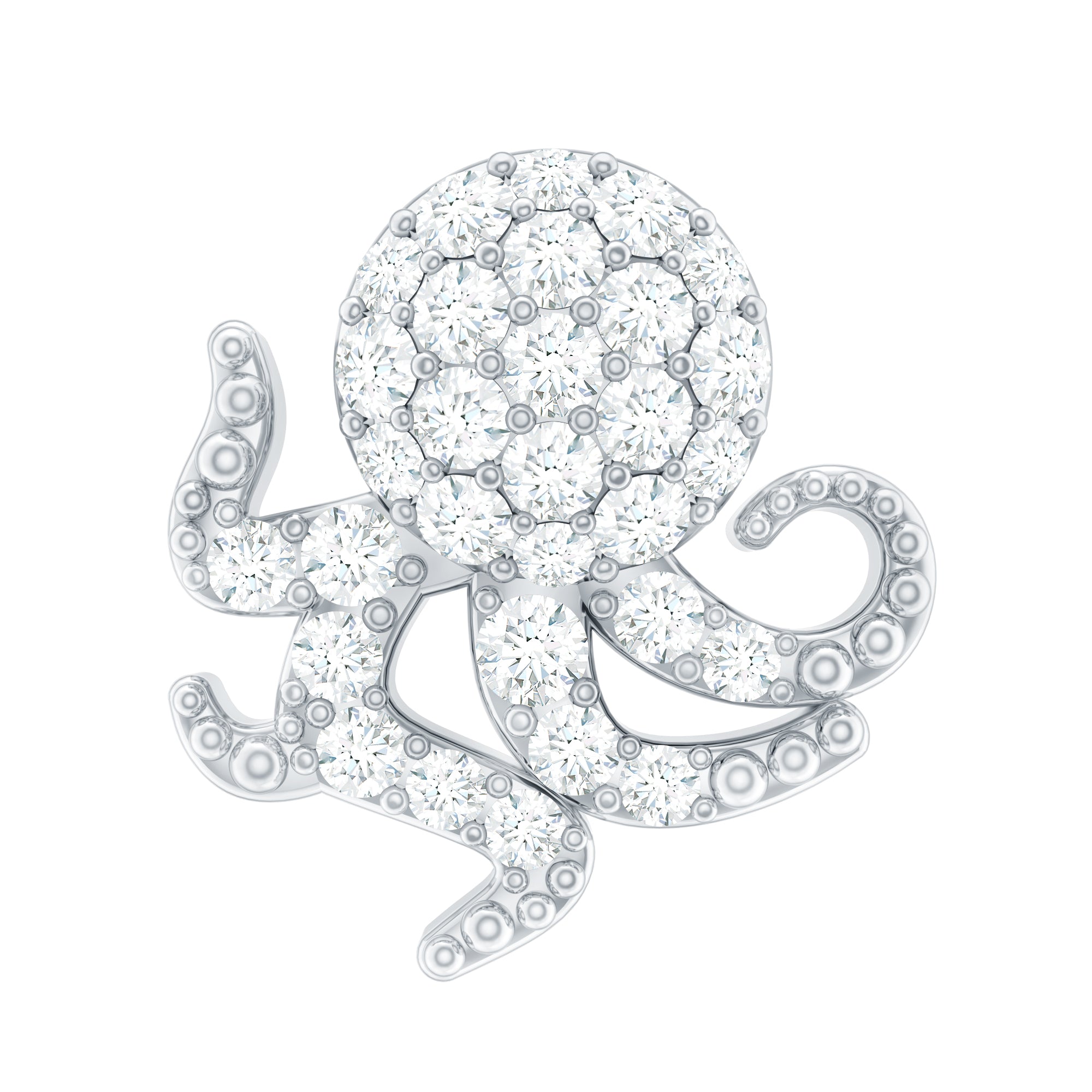 Diamond Octopus Earring with Flat Back Natural - ( HI-SI ) - Rosec Jewels