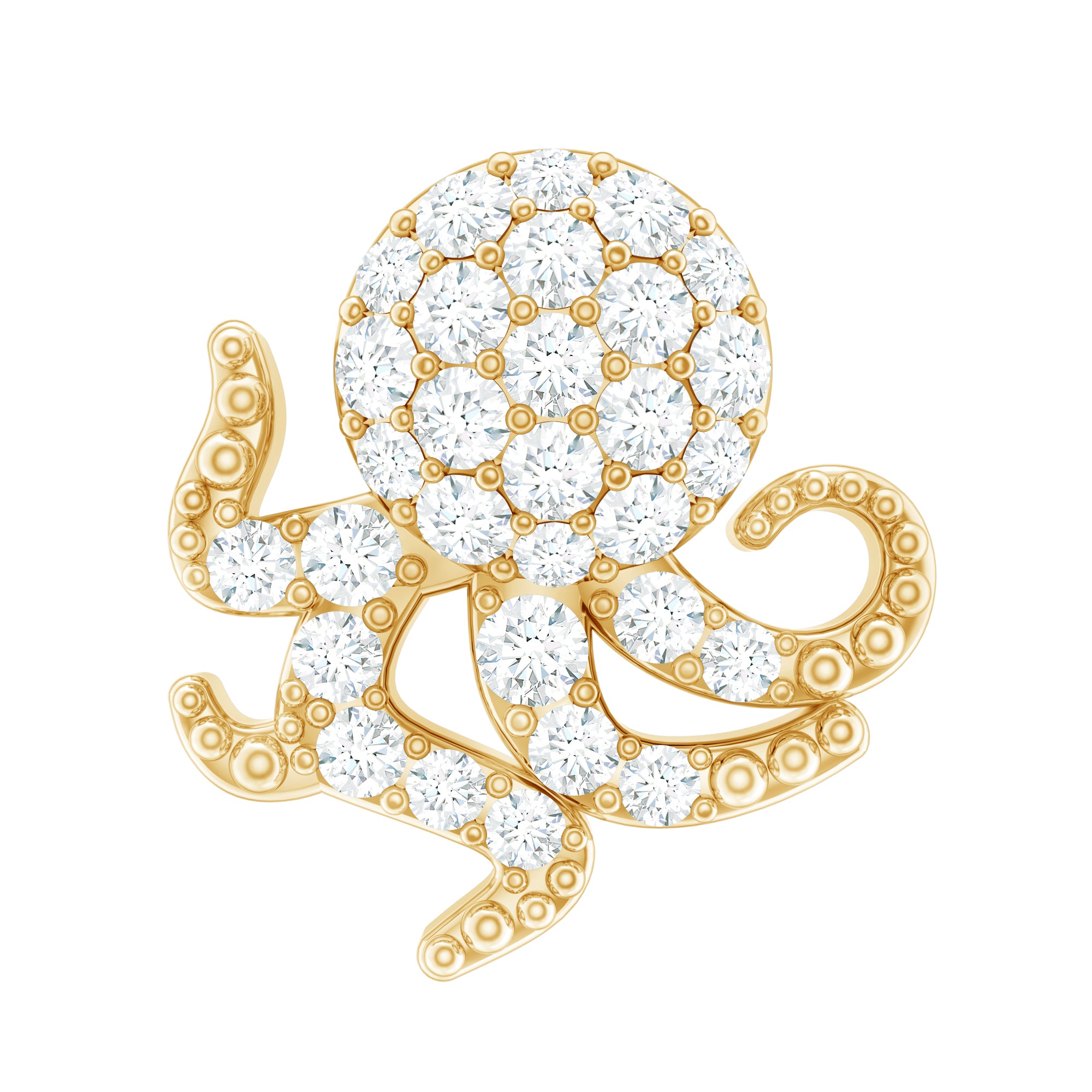 Diamond Octopus Earring with Flat Back Natural - ( HI-SI ) - Rosec Jewels