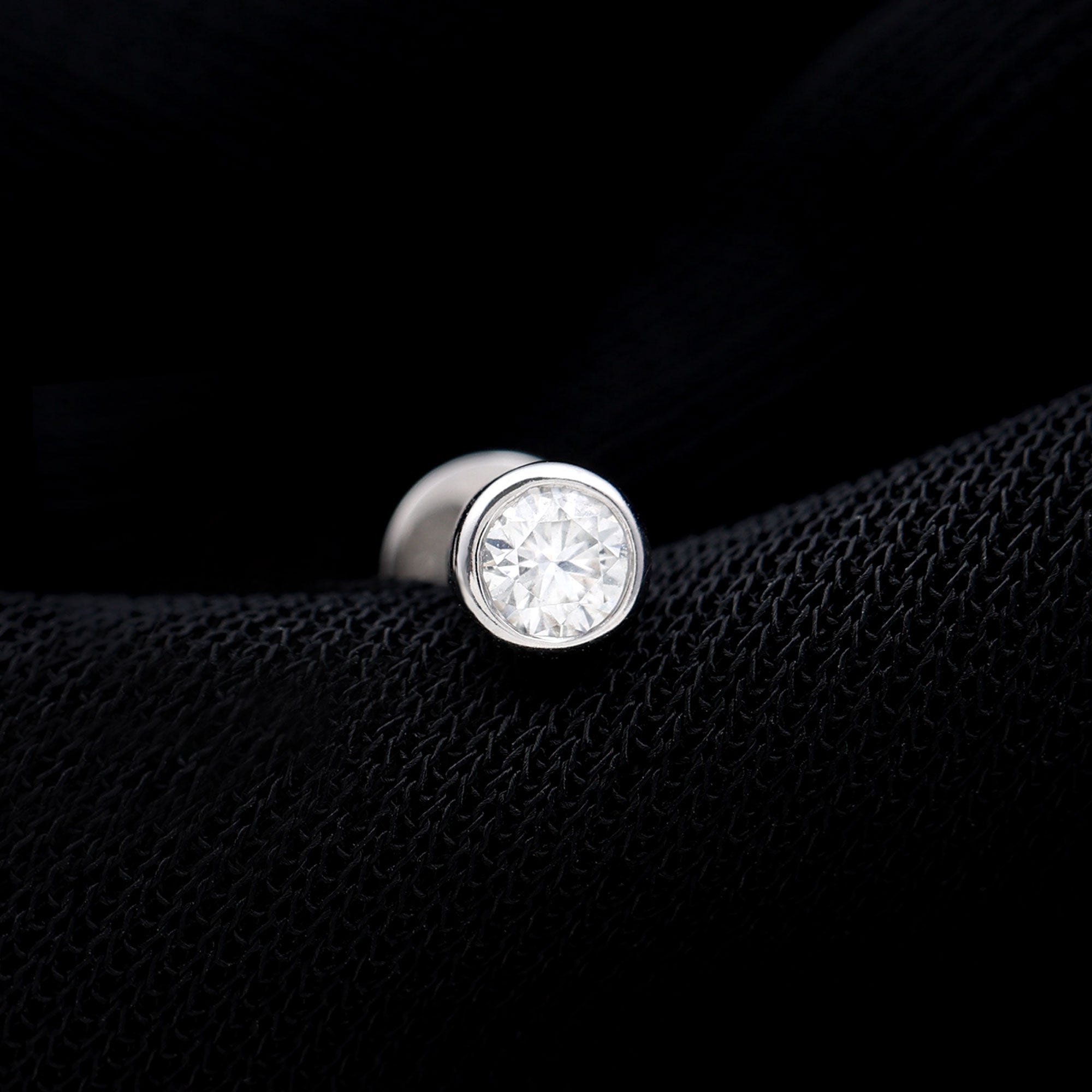 Bezel Set Diamond Solitaire Conch Earring Natural - ( HI-SI ) - Rosec Jewels