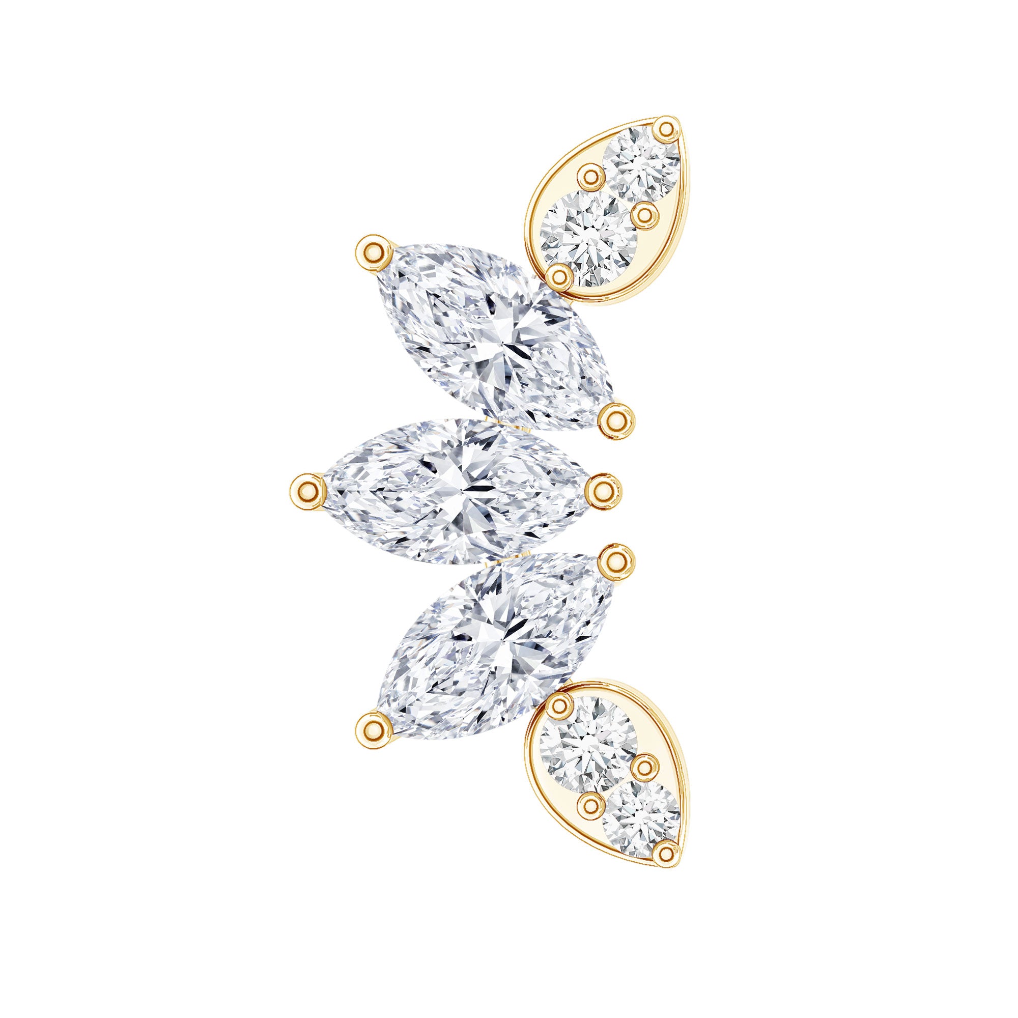 Marquise Diamond Leaf Crawler Earring for Helix Piercing Natural - ( HI-SI ) - Rosec Jewels