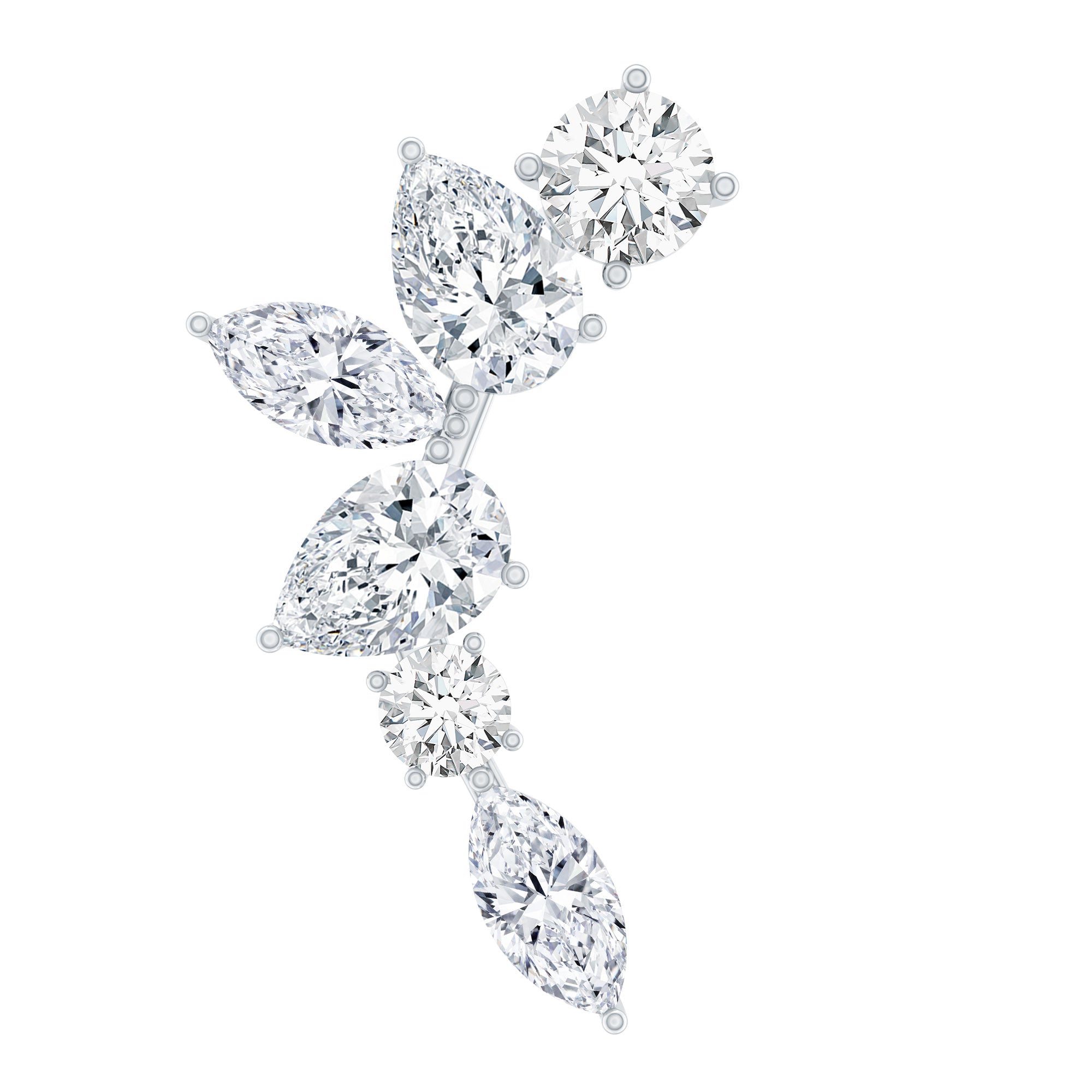 Unique Diamond Ear Crawler Earring for Helix Piercing Natural - ( HI-SI ) - Rosec Jewels