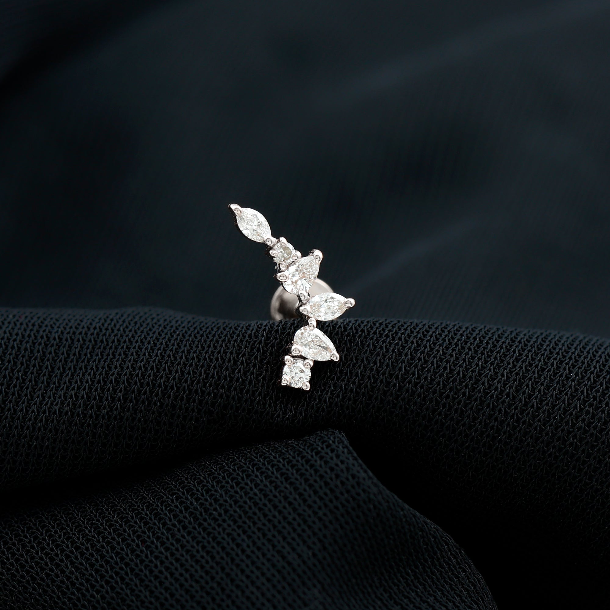 Unique Diamond Ear Crawler Earring for Helix Piercing Natural - ( HI-SI ) - Rosec Jewels