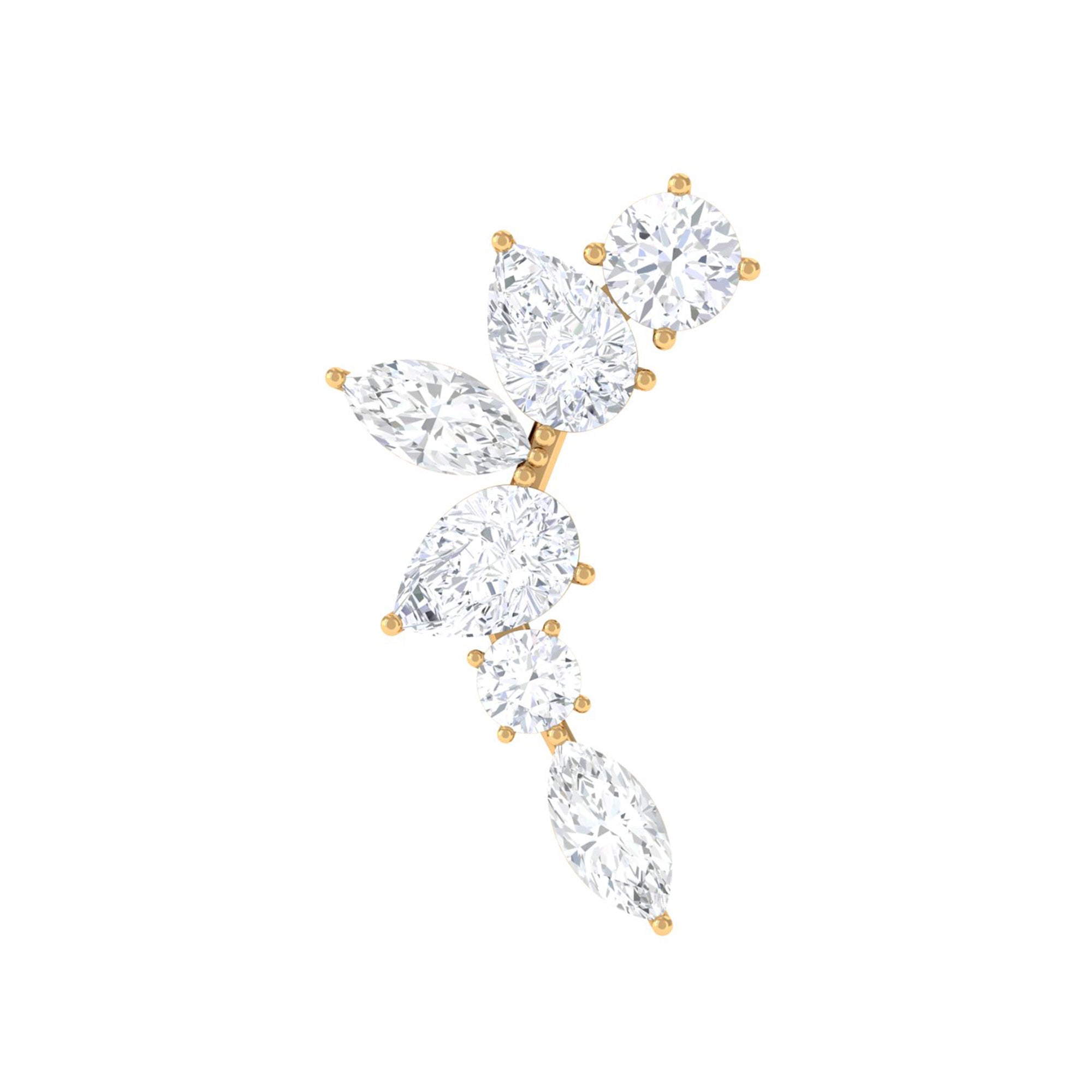 Unique Diamond Ear Crawler Earring for Helix Piercing Natural - ( HI-SI ) - Rosec Jewels