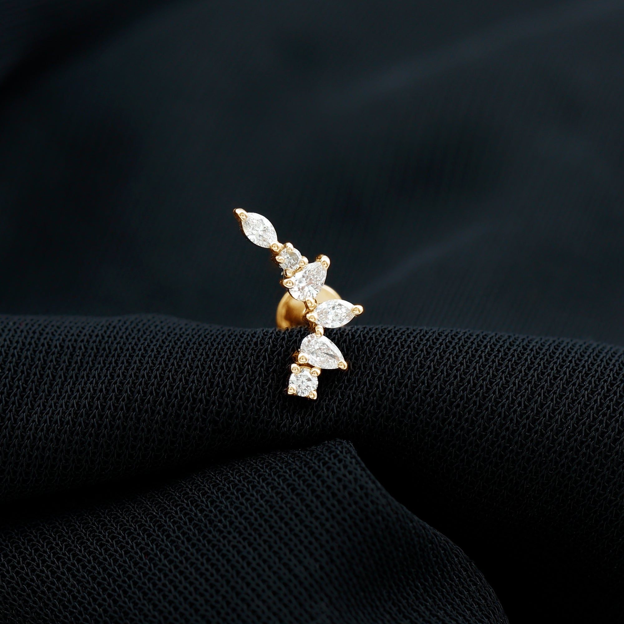 Unique Diamond Ear Crawler Earring for Helix Piercing Natural - ( HI-SI ) - Rosec Jewels