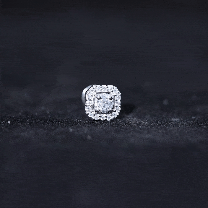 Simple Octagon Shape Diamond Helix Earring Natural - ( HI-SI ) - Rosec Jewels