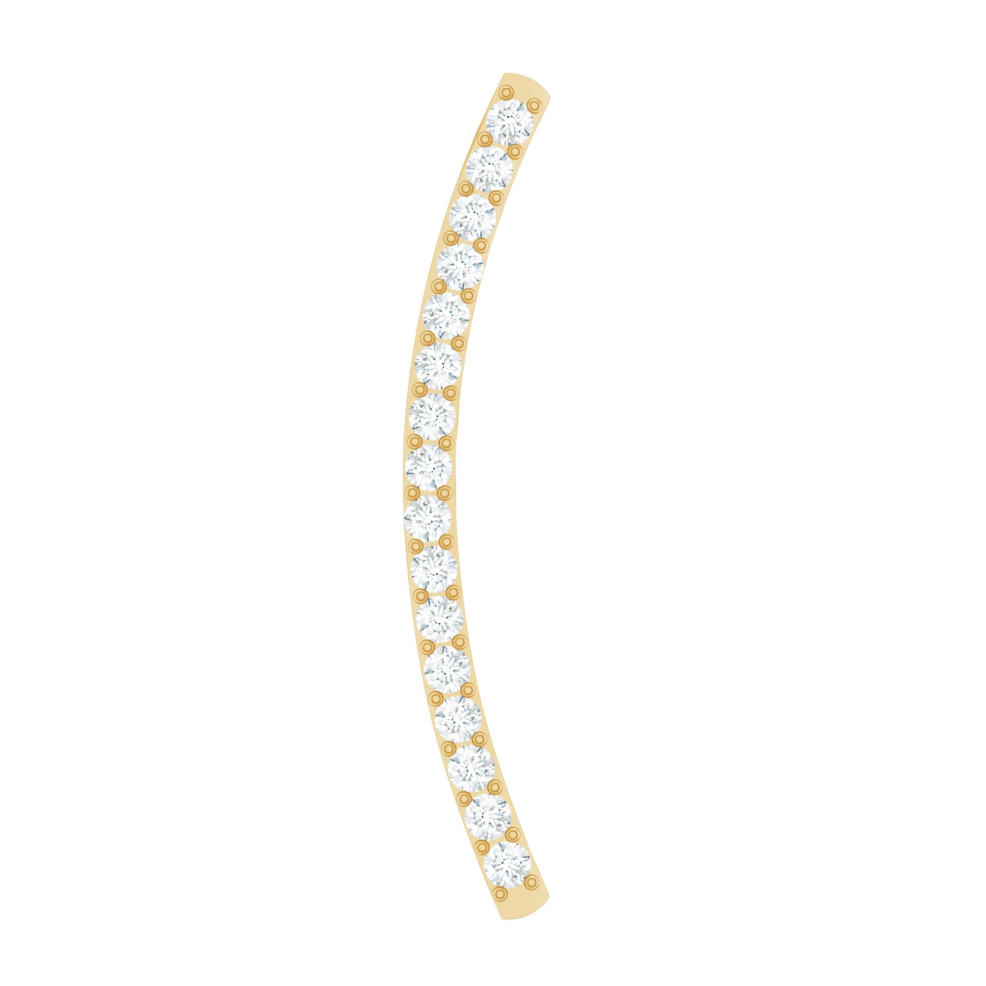 Pave Set Diamond Curved Bar Earring for Cartilage Piercing Natural - ( HI-SI ) - Rosec Jewels