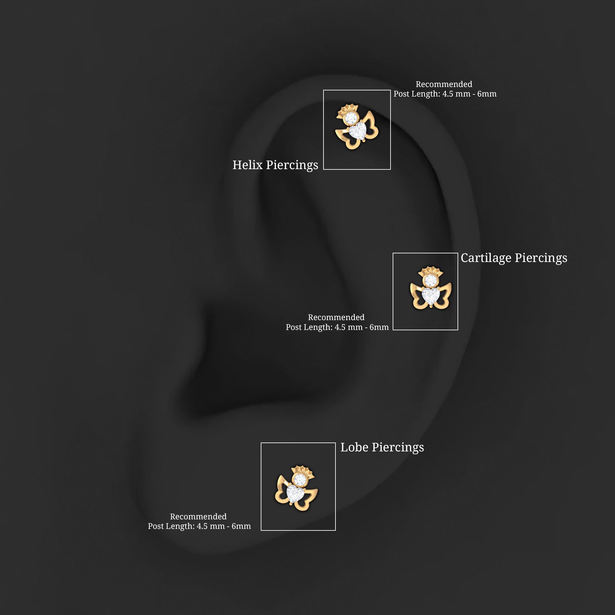 Heart Diamond Angel Earring for Helix Piercing Natural - ( HI-SI ) - Rosec Jewels