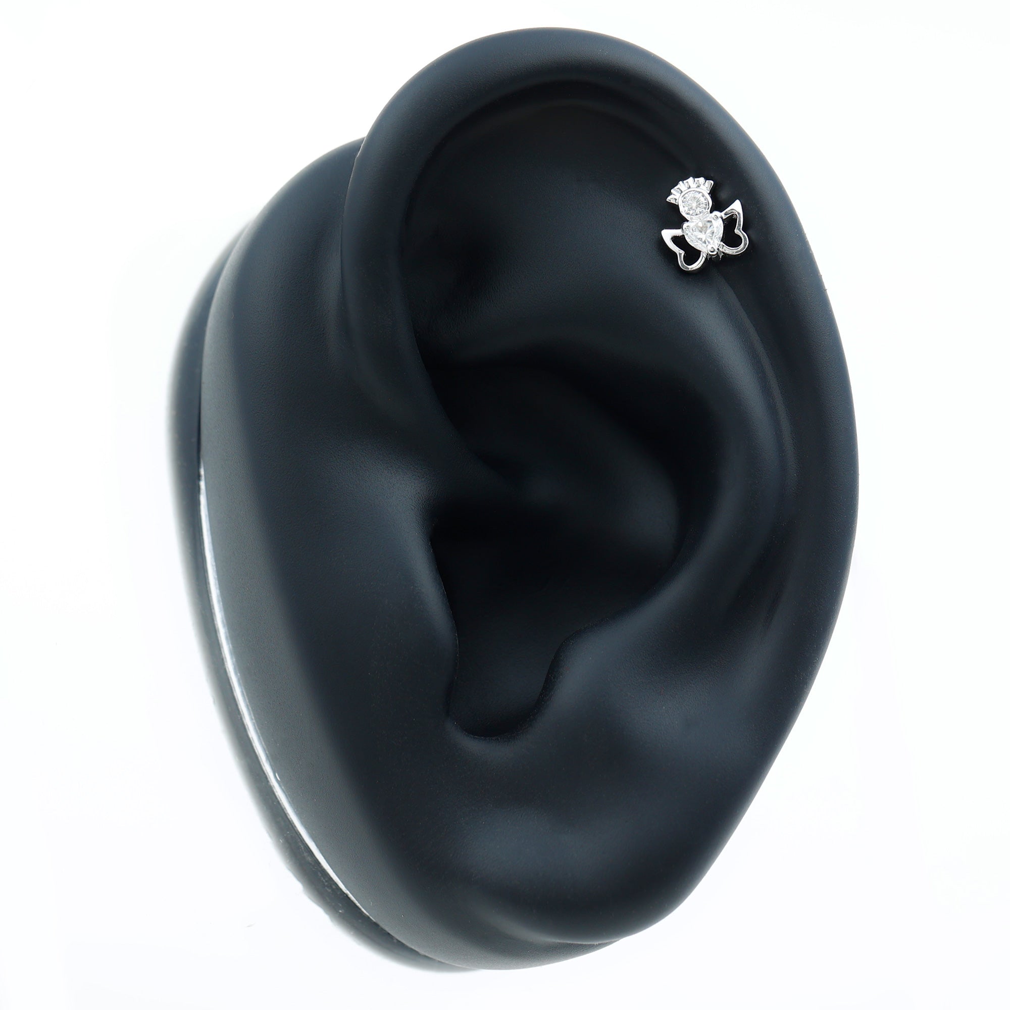 Heart Diamond Angel Earring for Helix Piercing Natural - ( HI-SI ) - Rosec Jewels