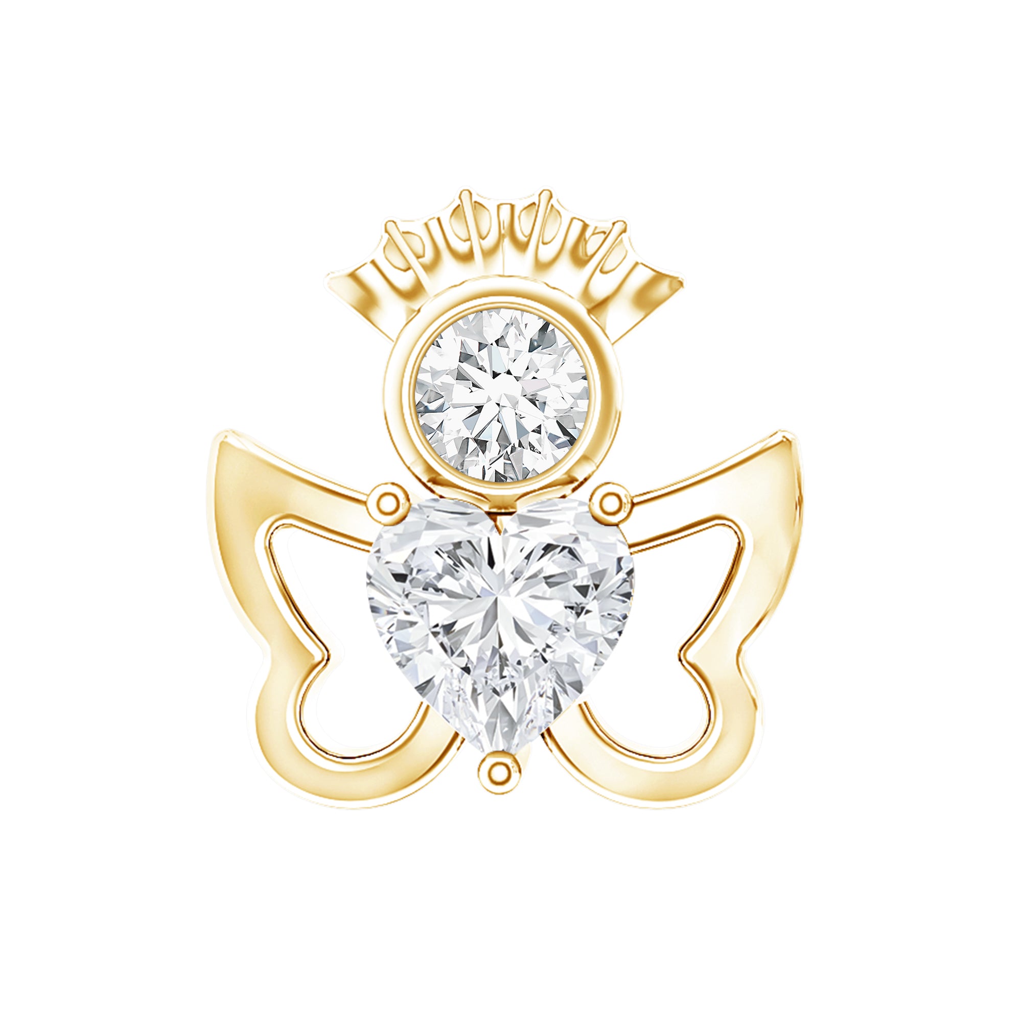 Heart Diamond Angel Earring for Helix Piercing Natural - ( HI-SI ) - Rosec Jewels