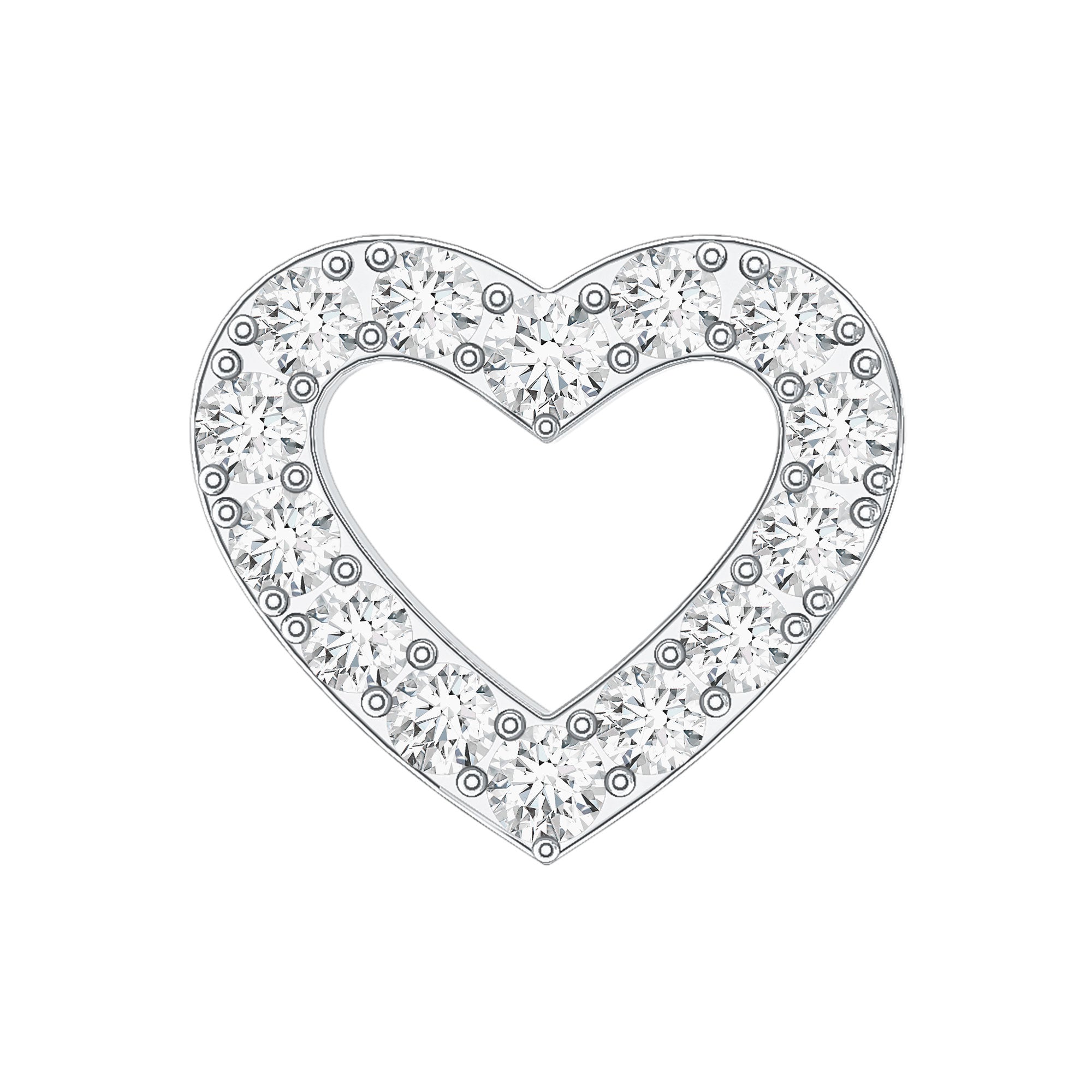 Cute Diamond Open Heart Earring for Helix Piercing Natural - ( HI-SI ) - Rosec Jewels