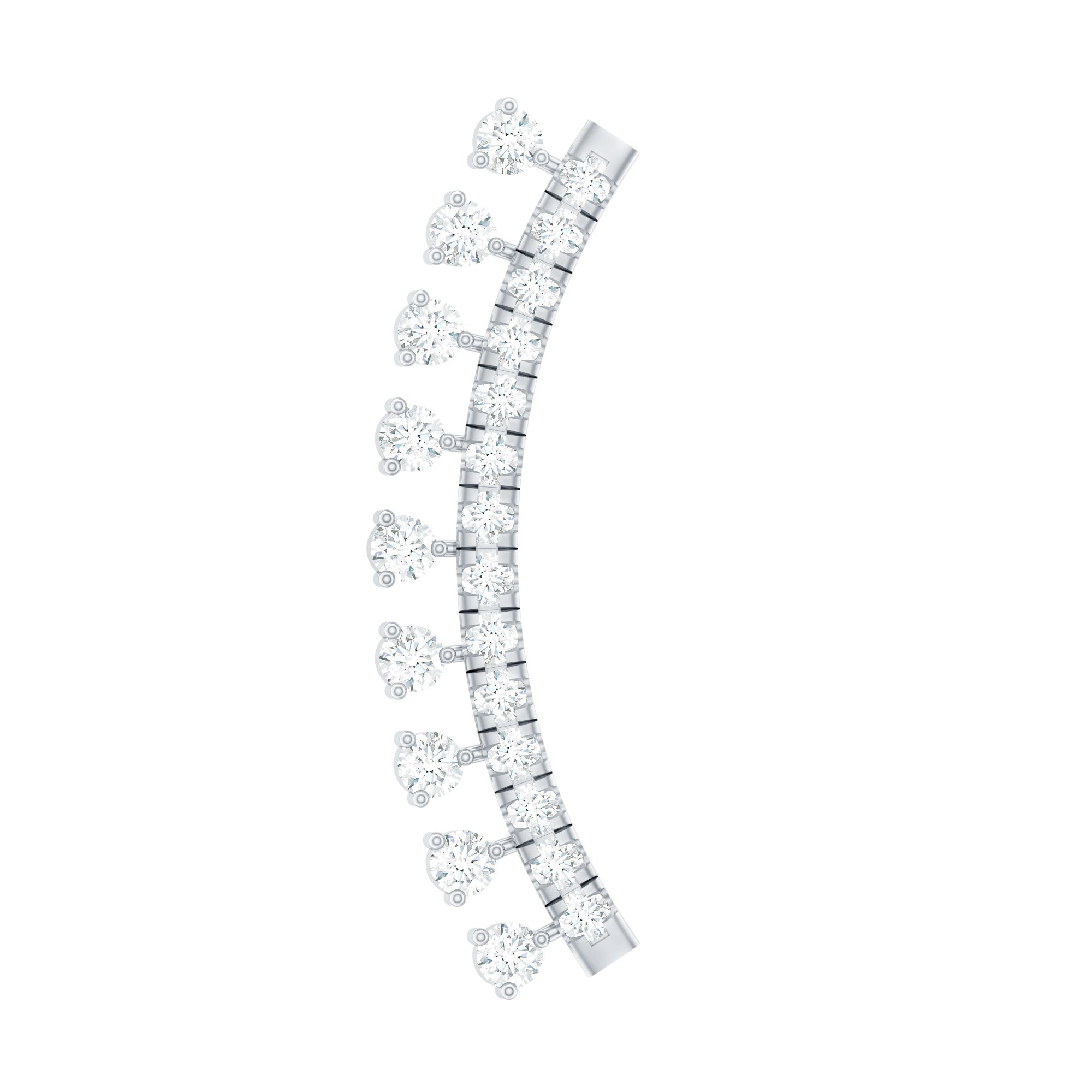 Minimal Diamond Crawler Earring for Cartilage Piercing Natural - ( HI-SI ) - Rosec Jewels