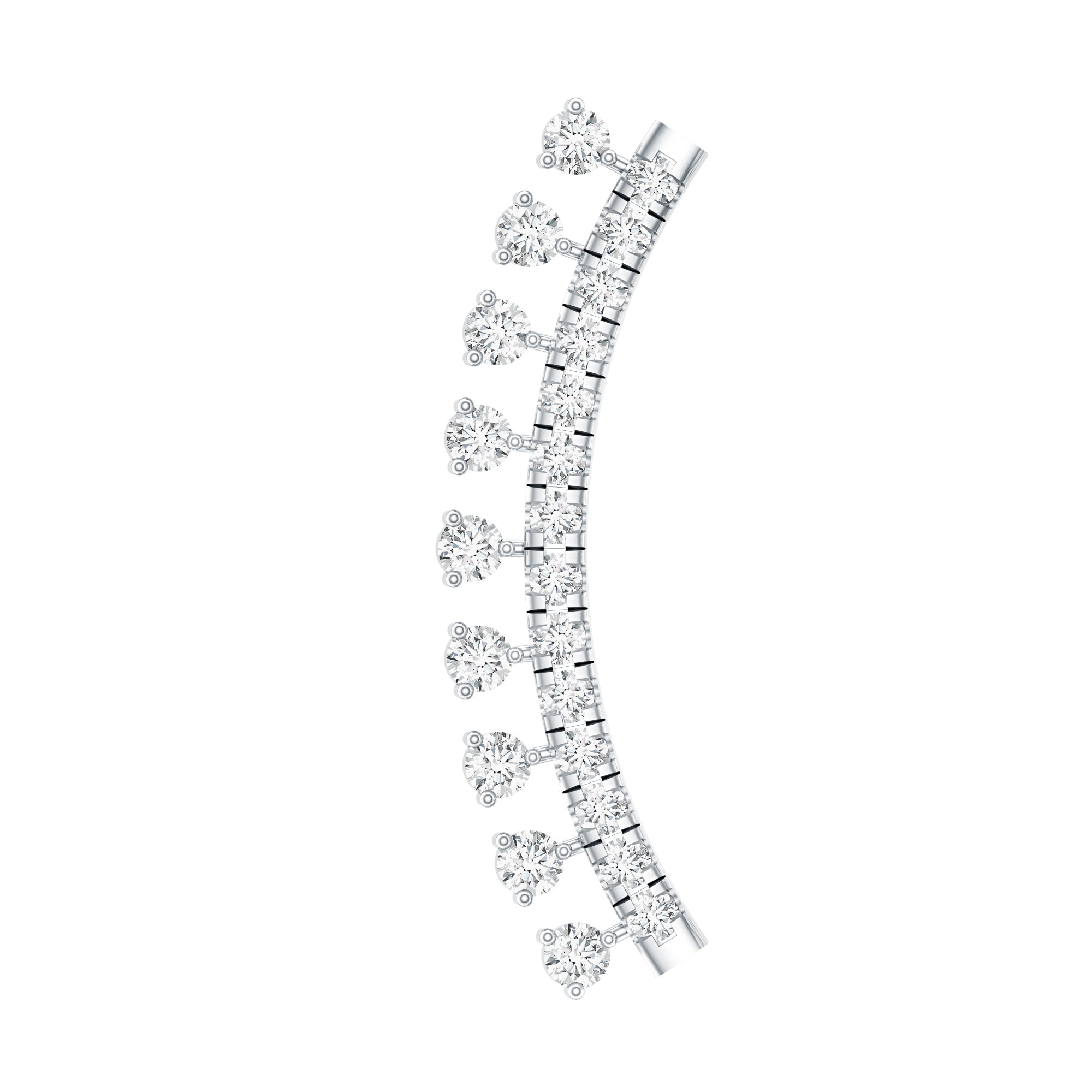 Minimal Diamond Crawler Earring for Cartilage Piercing Natural - ( HI-SI ) - Rosec Jewels