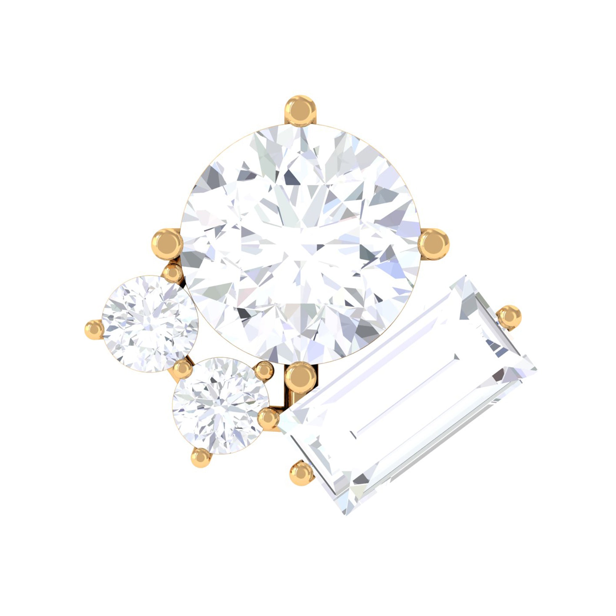 Unique Diamond Cluster Earring for Conch Piercing Natural - ( HI-SI ) - Rosec Jewels