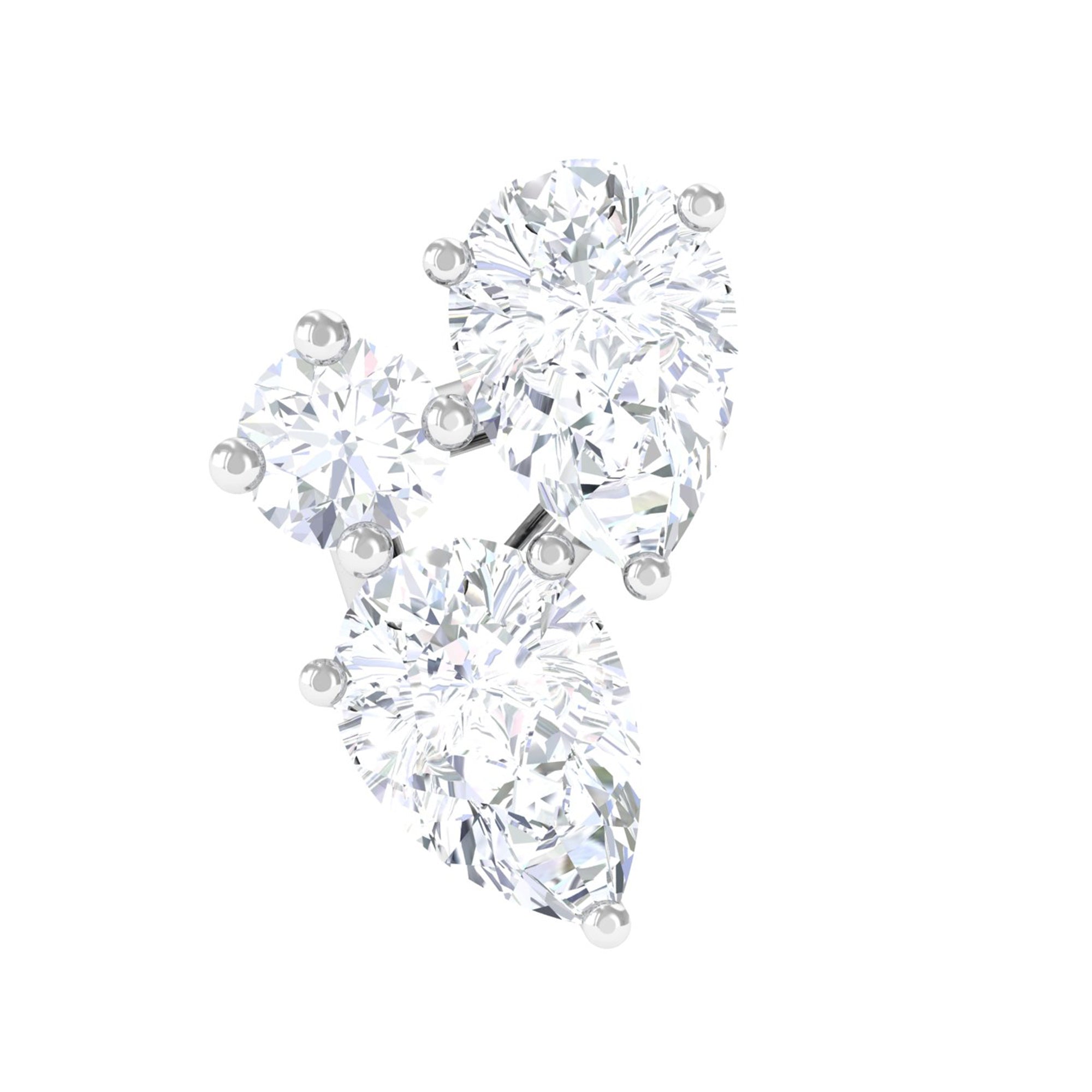 Natural Three Diamond Cluster Tragus Earring Natural - ( HI-SI ) - Rosec Jewels