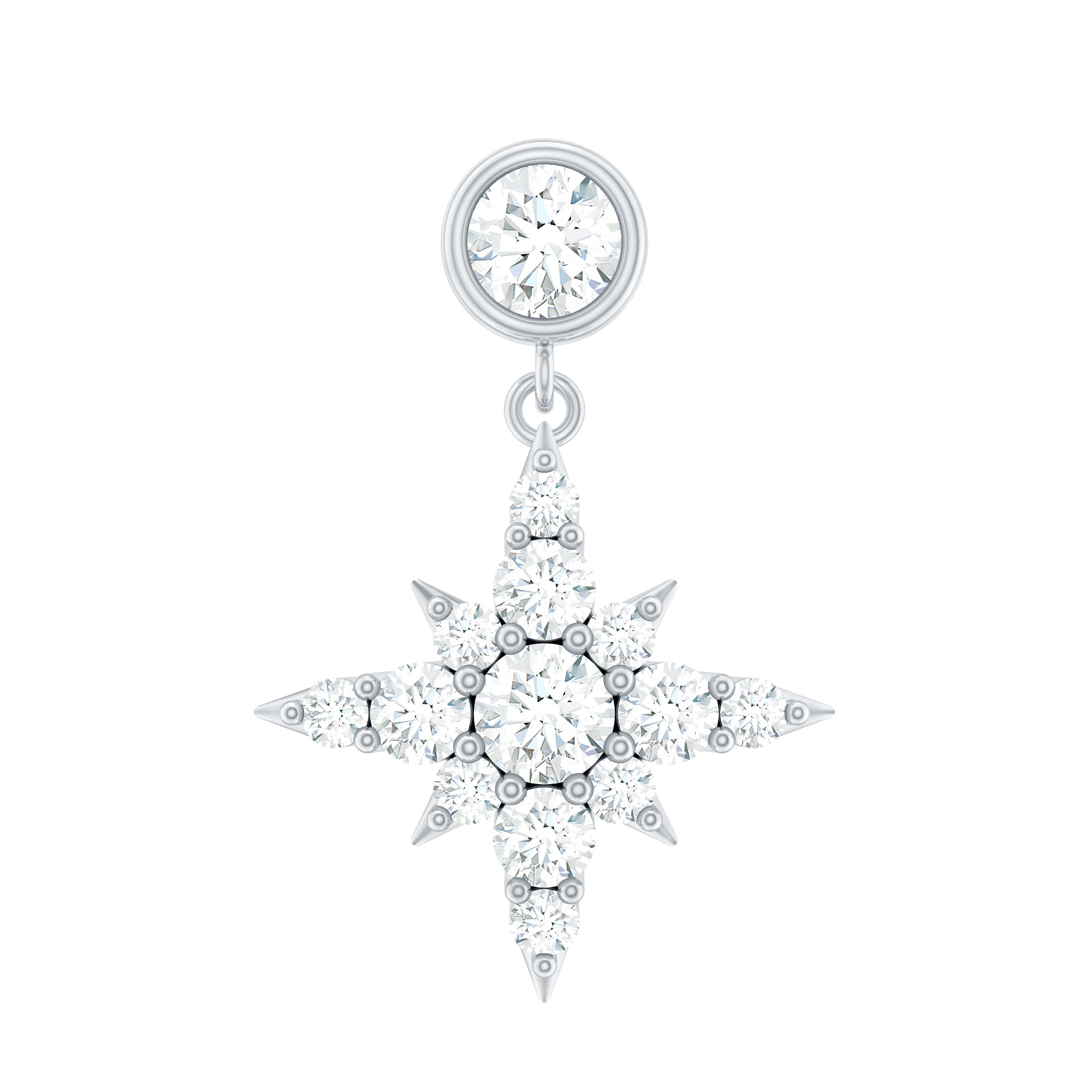 Certified Diamond Starburst Drop Earring for Helix Piercing Natural - ( HI-SI ) - Rosec Jewels