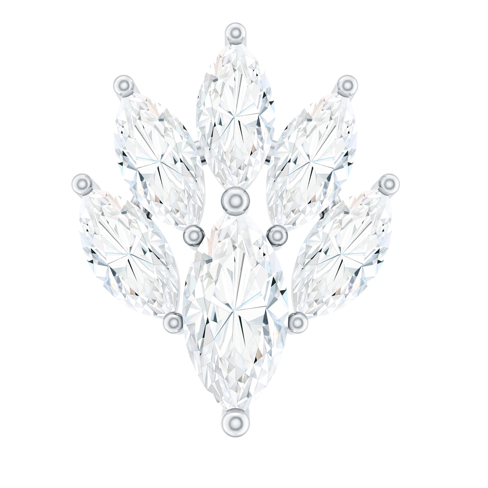 Marquise Diamond Leaf Cluster Helix Earring Natural - ( HI-SI ) - Rosec Jewels