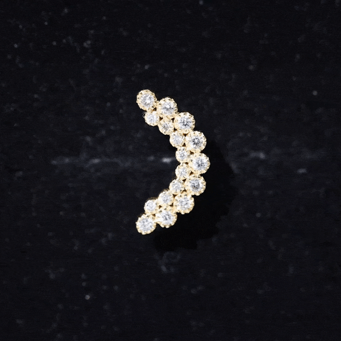 Diamond Curved Crawler Earring in Bezel Set Natural - ( HI-SI ) - Rosec Jewels