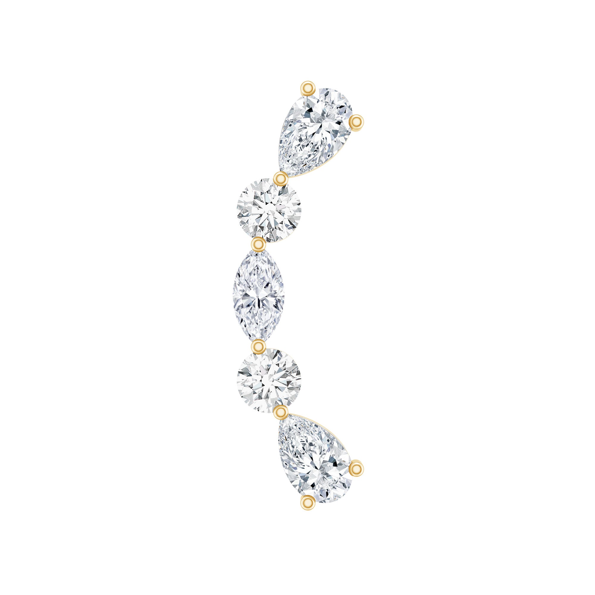 Simple Diamond Curved Crawler Earring for Helix Piercing Natural - ( HI-SI ) - Rosec Jewels